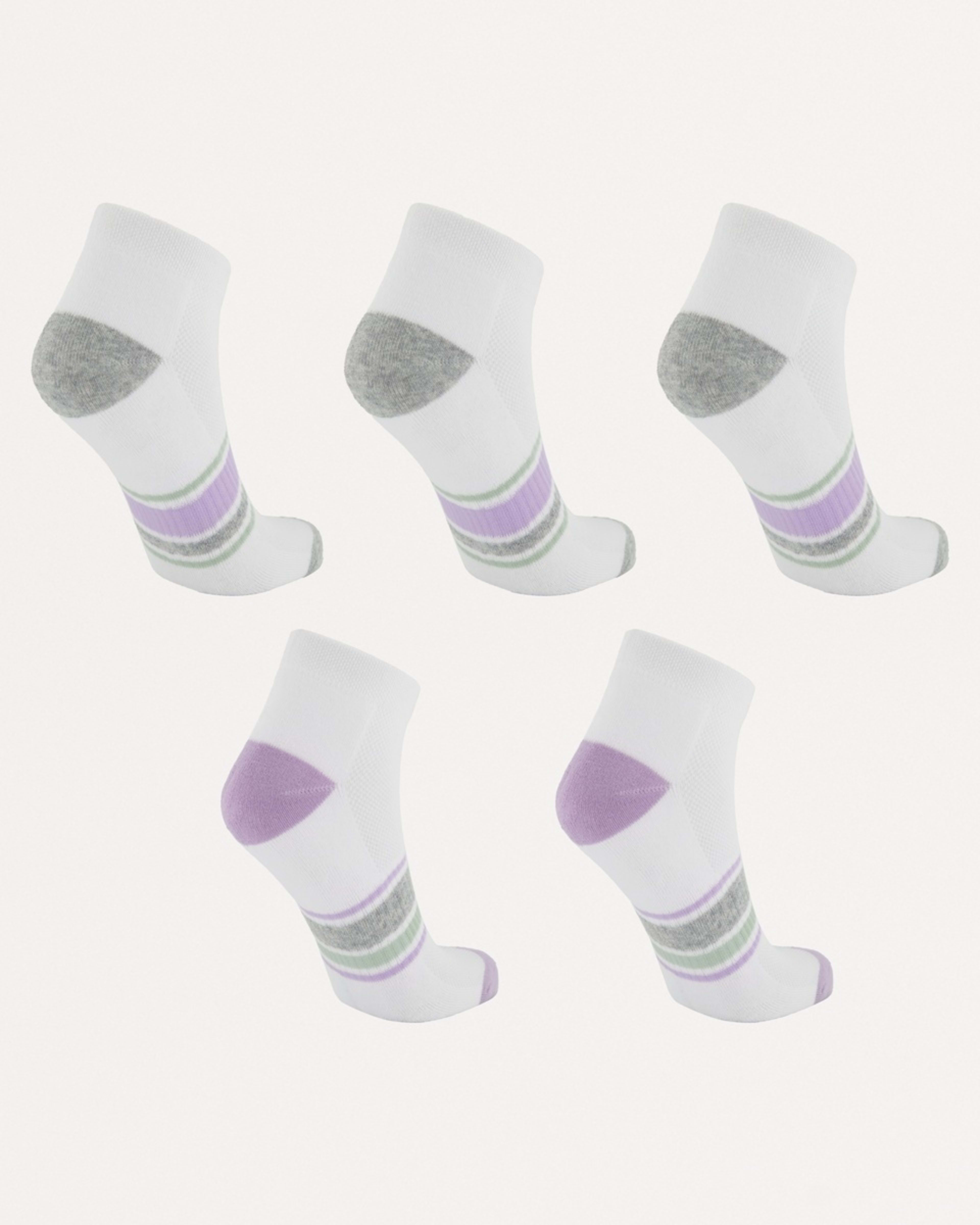 2 5 Pack Active Anklet Socks with Arch Support Wht Purple, 2 of 3
