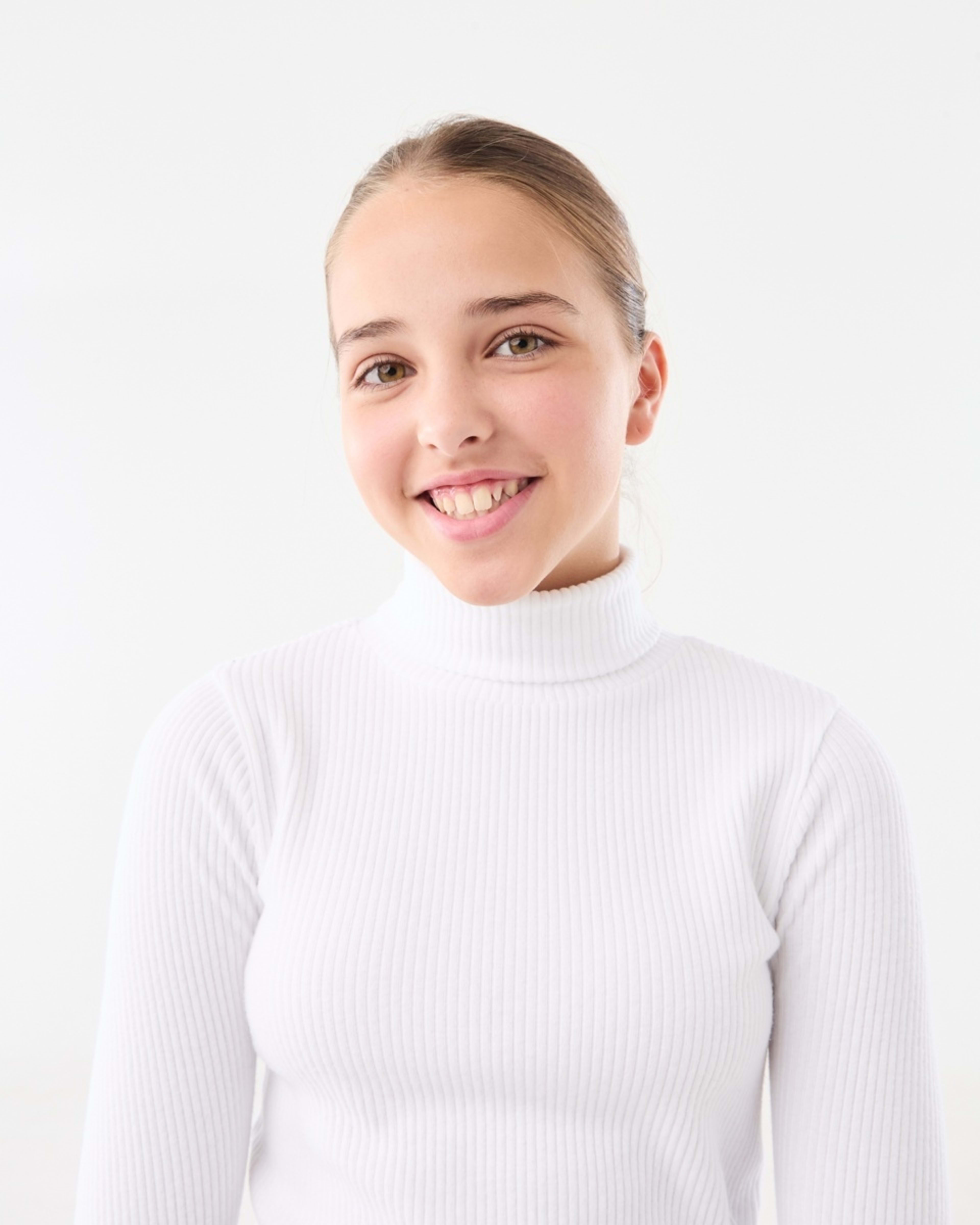 3 Long Sleeve Rib Skivvy Top White, 3 of 8