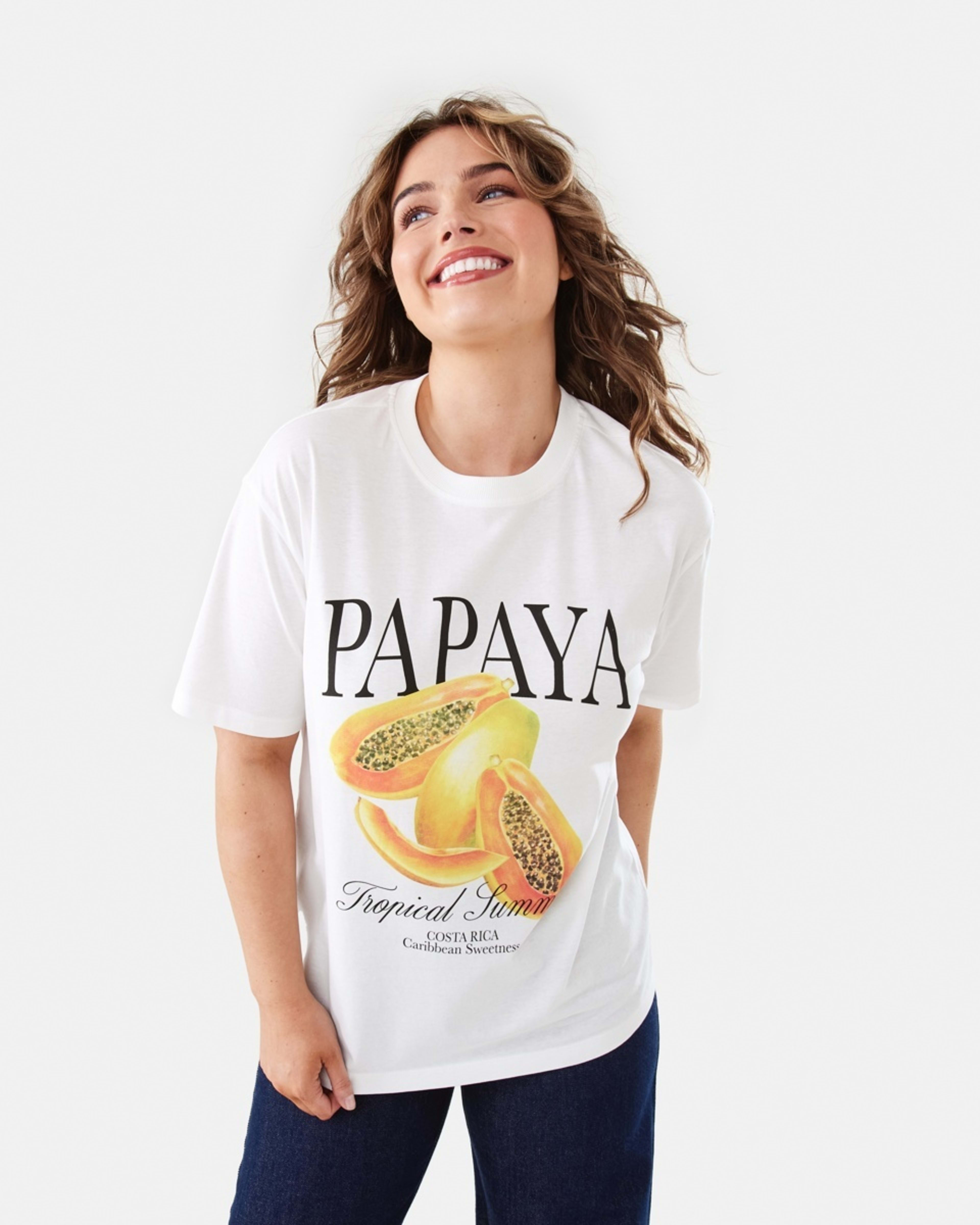 1 Short Sleeve Oversized Boyfriend T-shirt Papaya