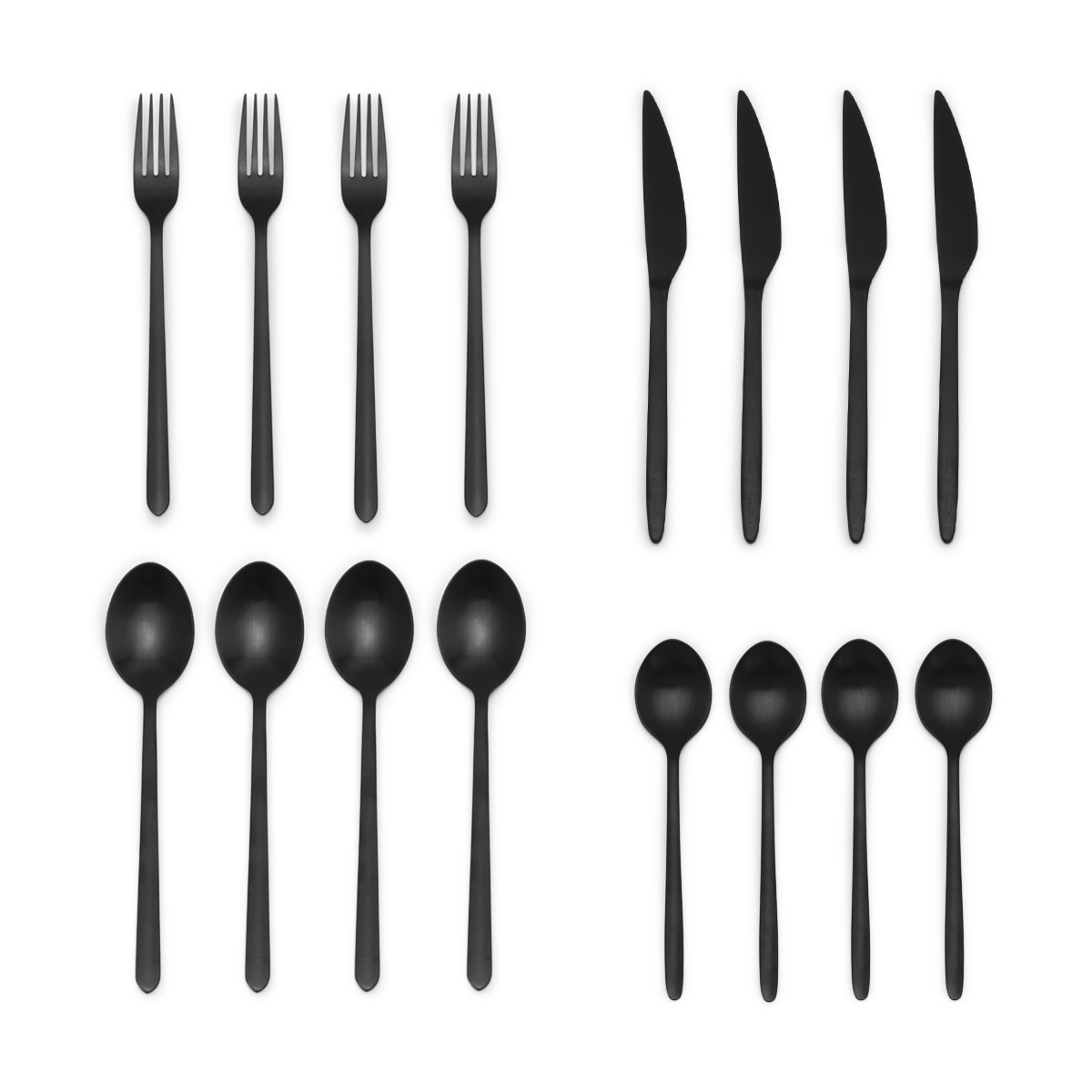 4 16 Piece Matte Black Cutlery Set, 4 of 6