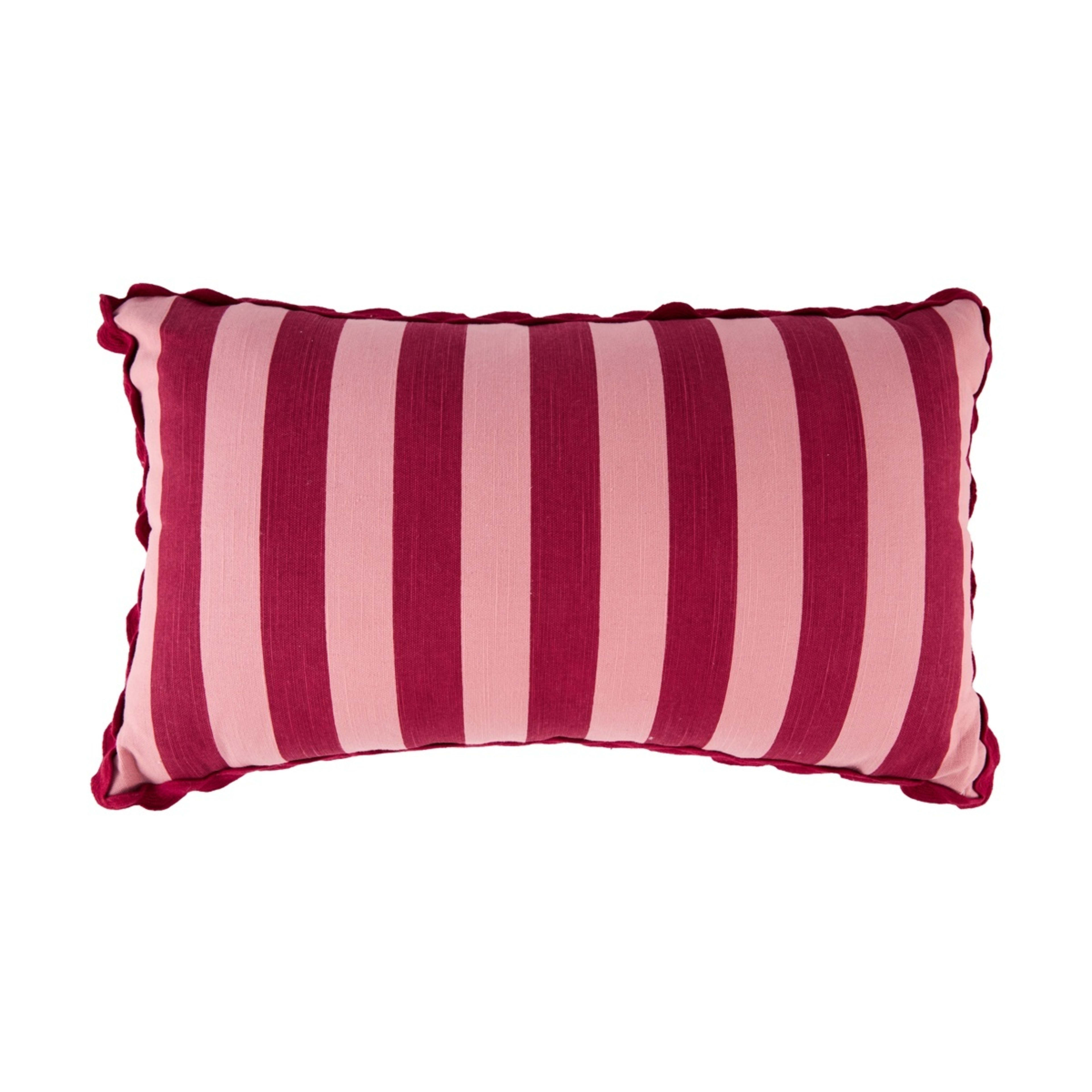 1 Stripe Ric Rac Cushion - Red and Pink