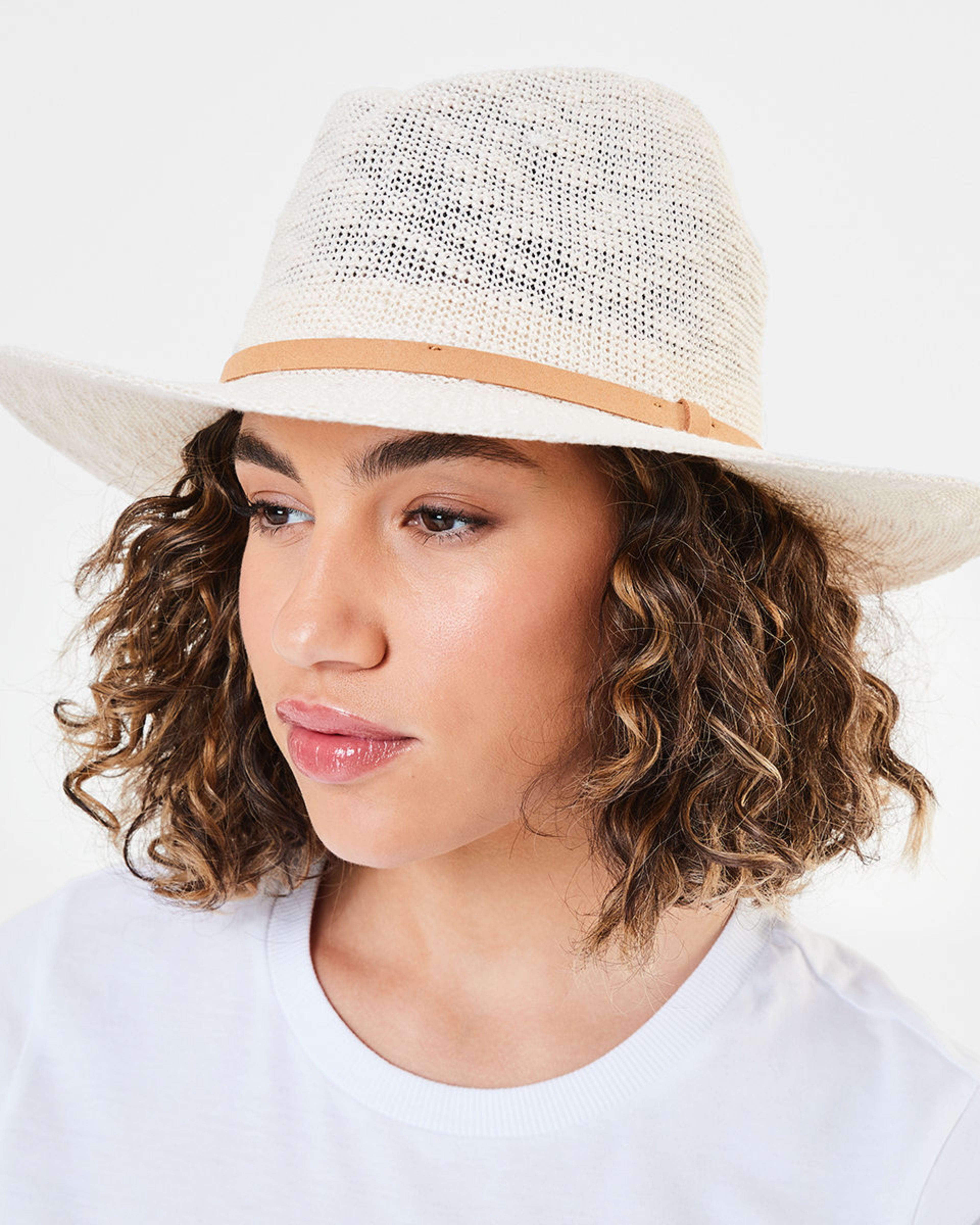 3 Woven Fedora Hat Cream, 3 of 4