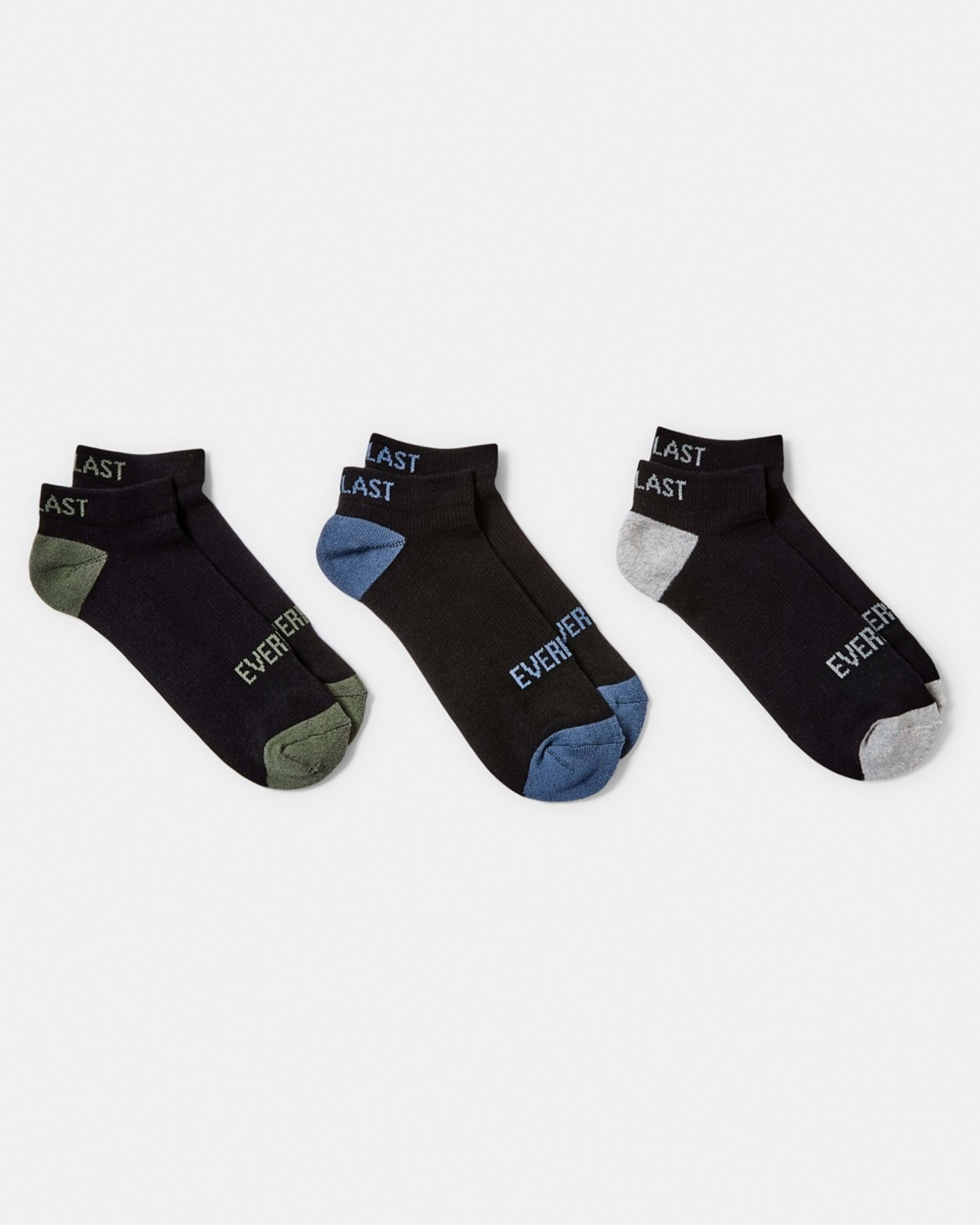 1 3 Pack Everlast Mens Performance Low Cut Socks Blk Colour, 1 of 3