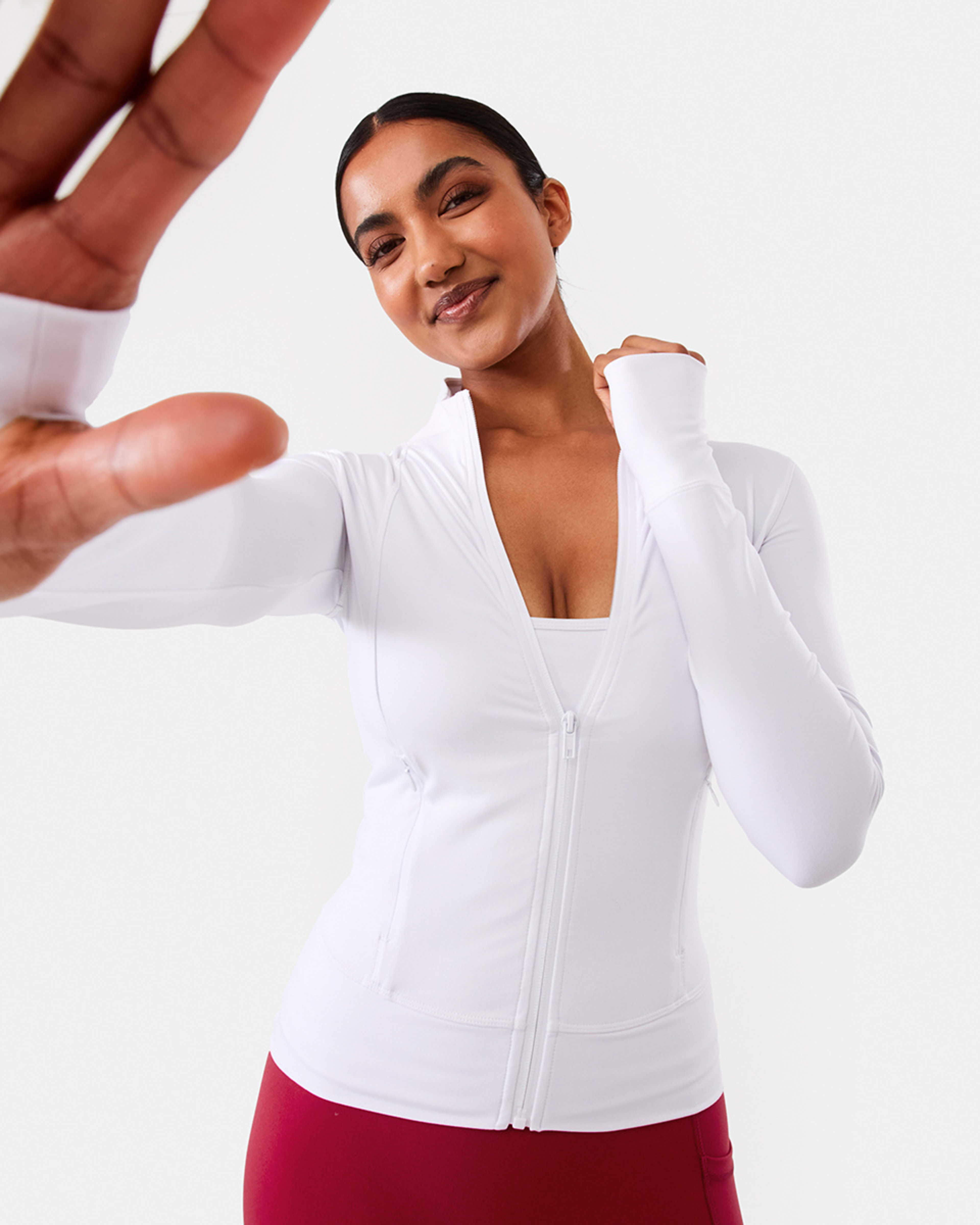 1 Active Womens Long Sleeve Ultrasoft Jacket WHITE