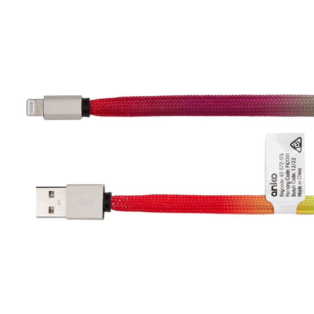 Lightning Cable 2m Rainbow Rope Kmart