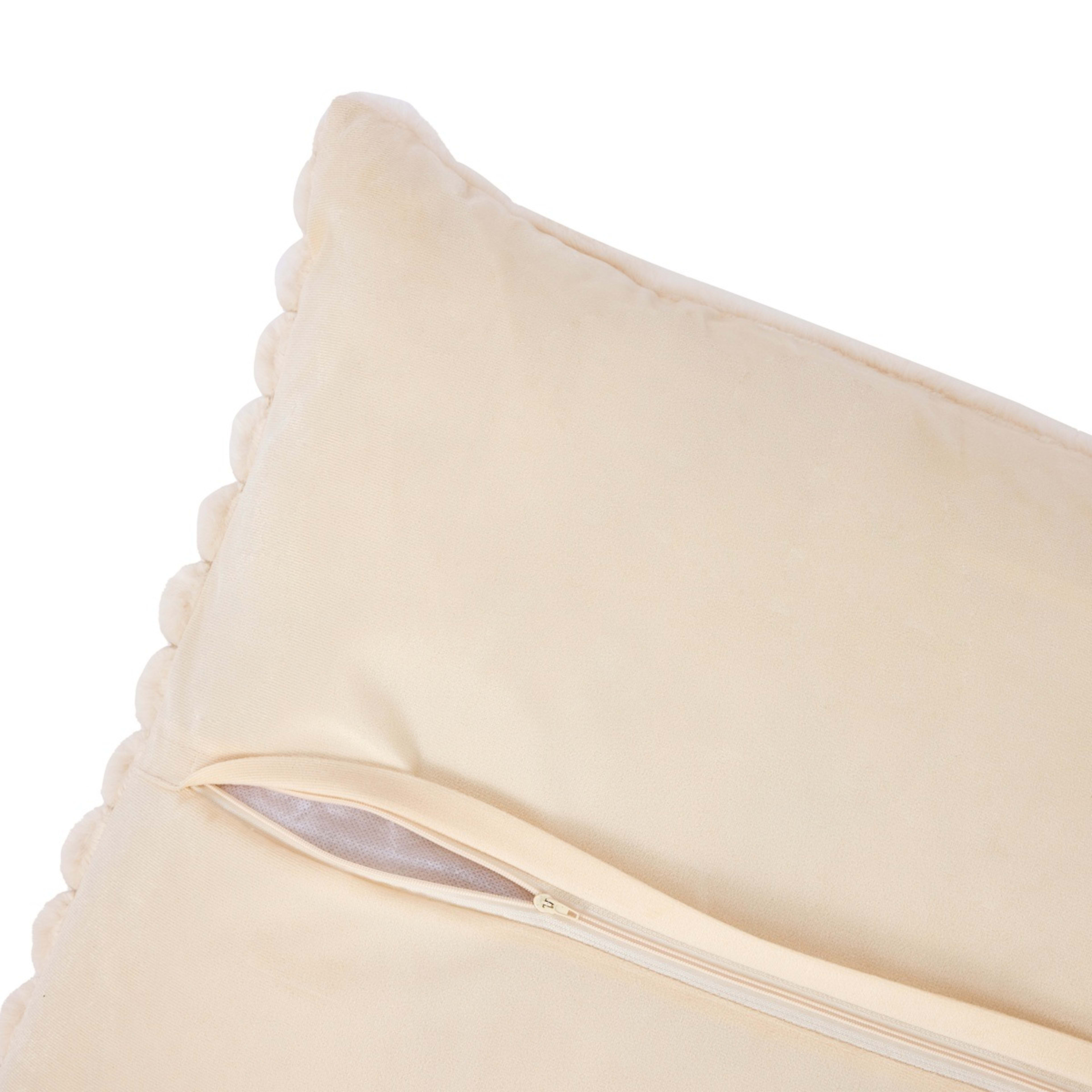 4 60cm Coco Faux Fur Cushion - Ivory, 4 of 4