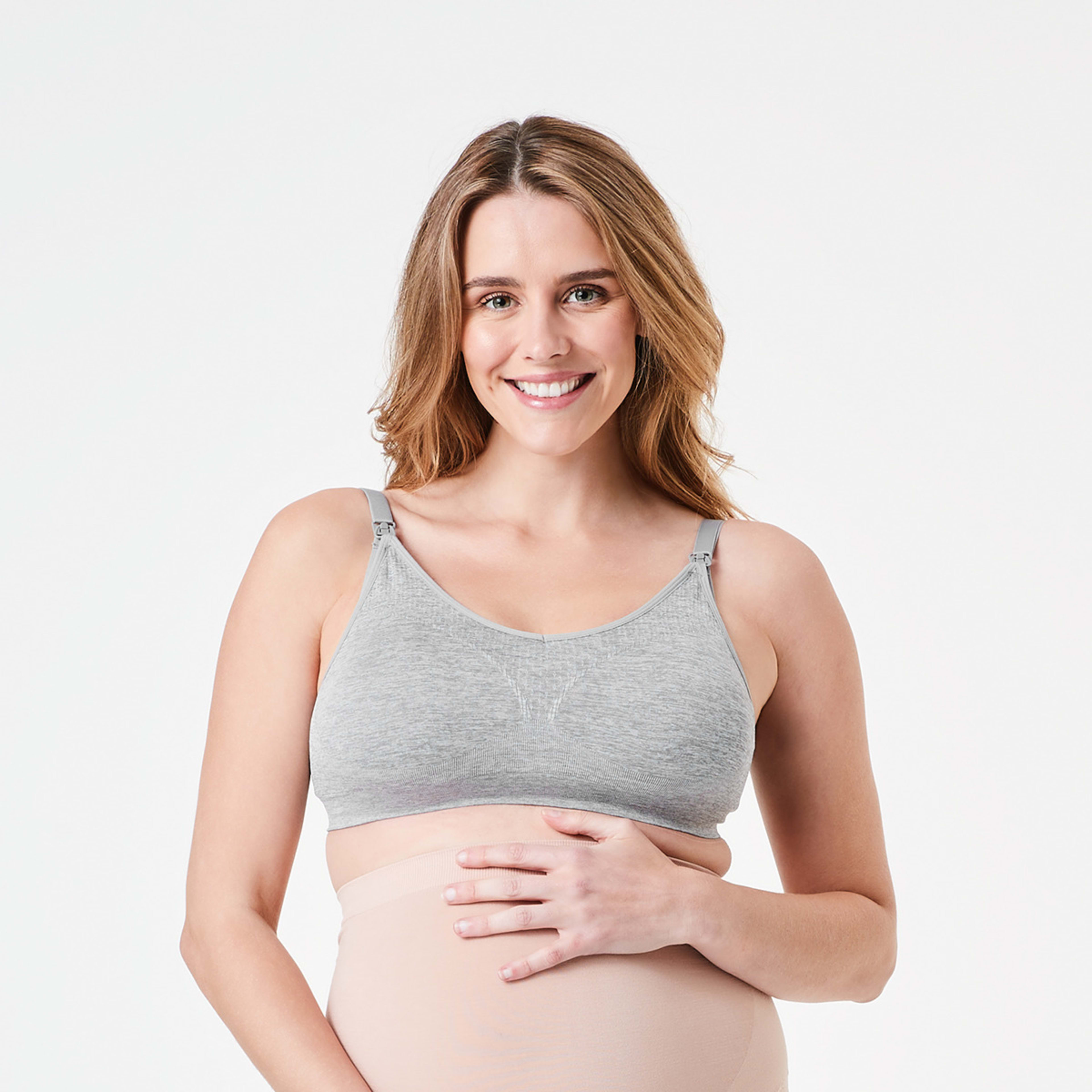 4 2 Pack Maternity Wirefree Seamfree Crop Black, Grey, 4 of 9