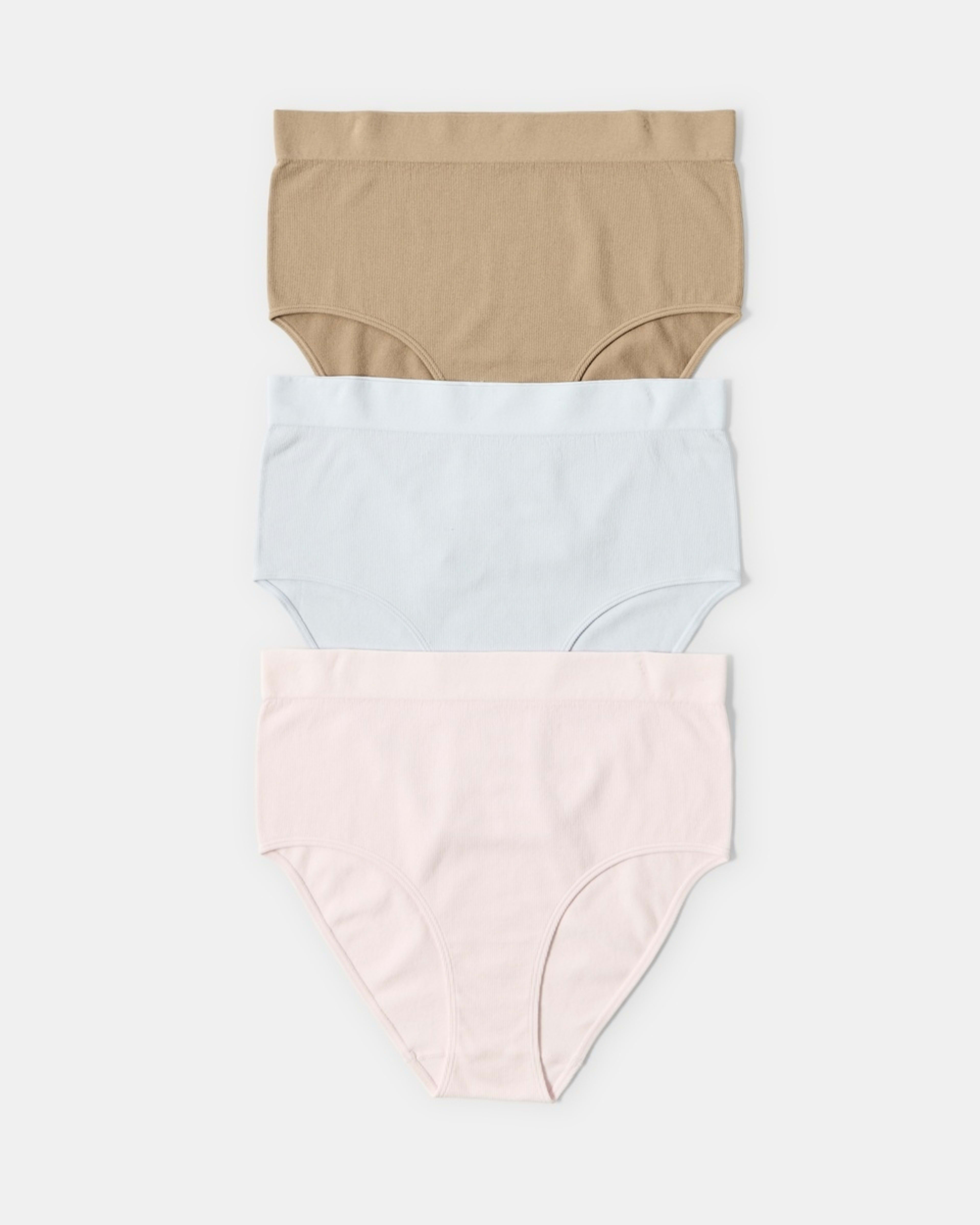 1 3 Pack Curve Rib Seamfree Full Briefs HALOGEN BLUE, BALLERINA, SOFT CLAY