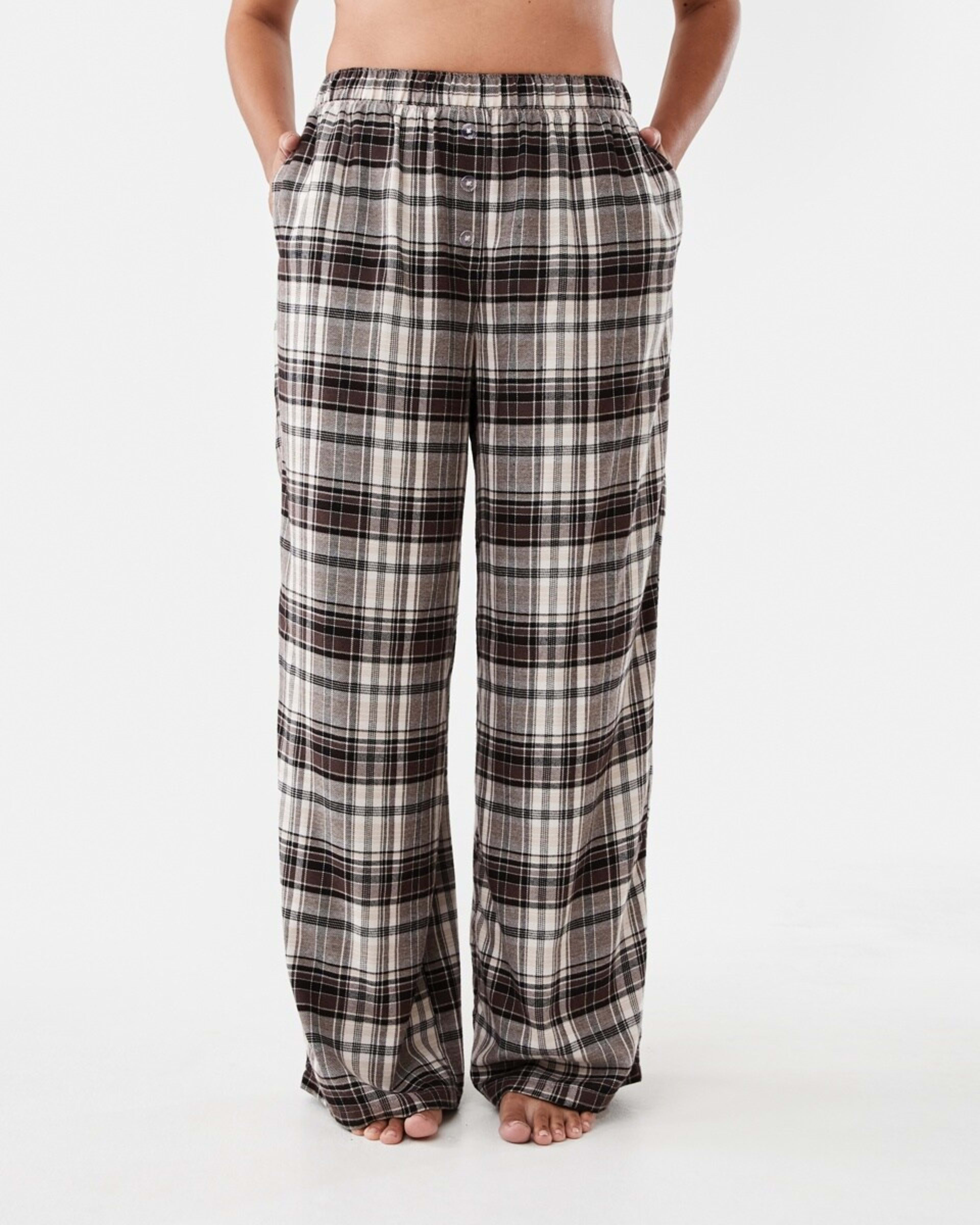 1 Boyfriend Flannel Pants Brwn Chk, 1 of 5