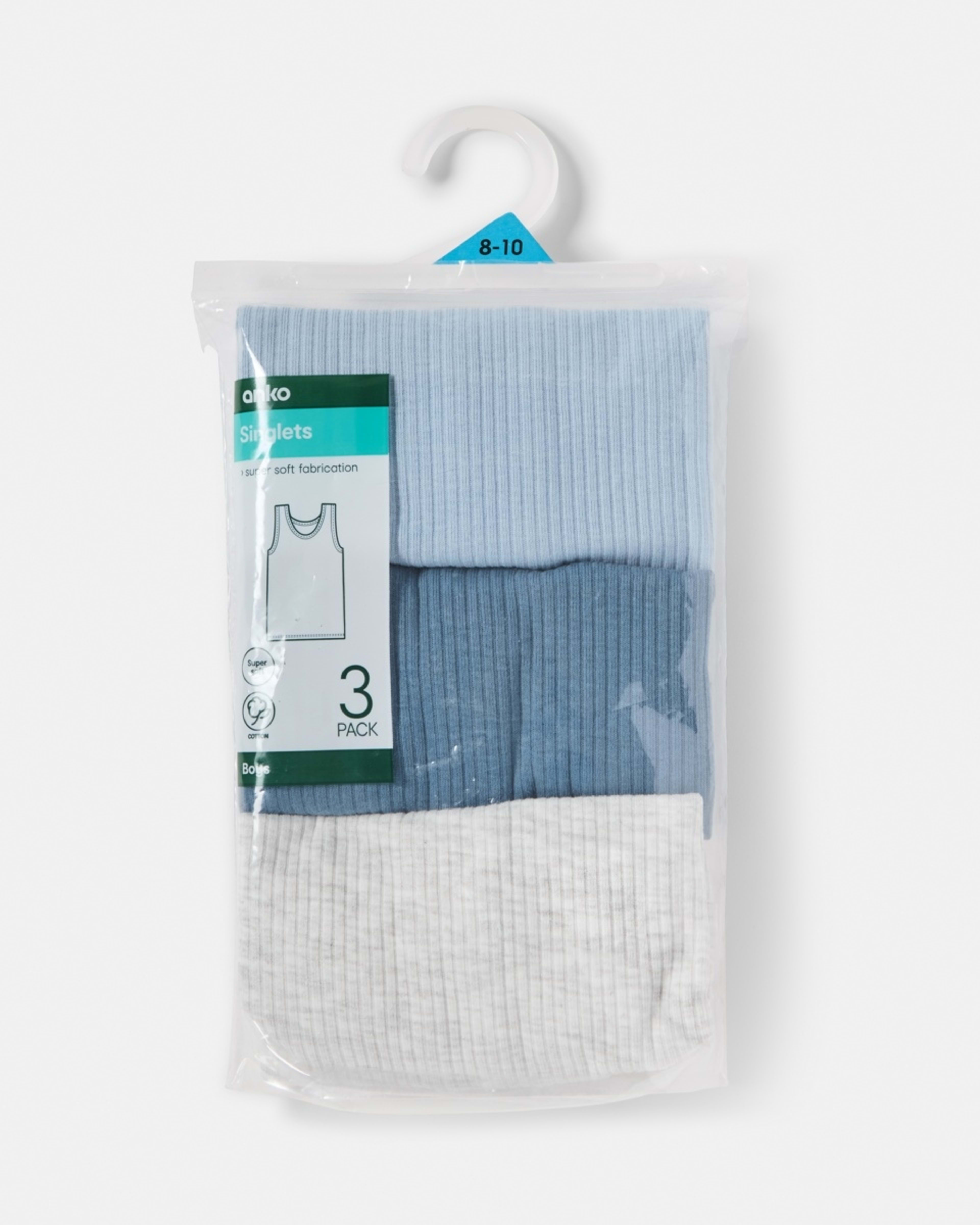 9 3 Pack Super Soft Singlets Blu Multi, 9 of 9
