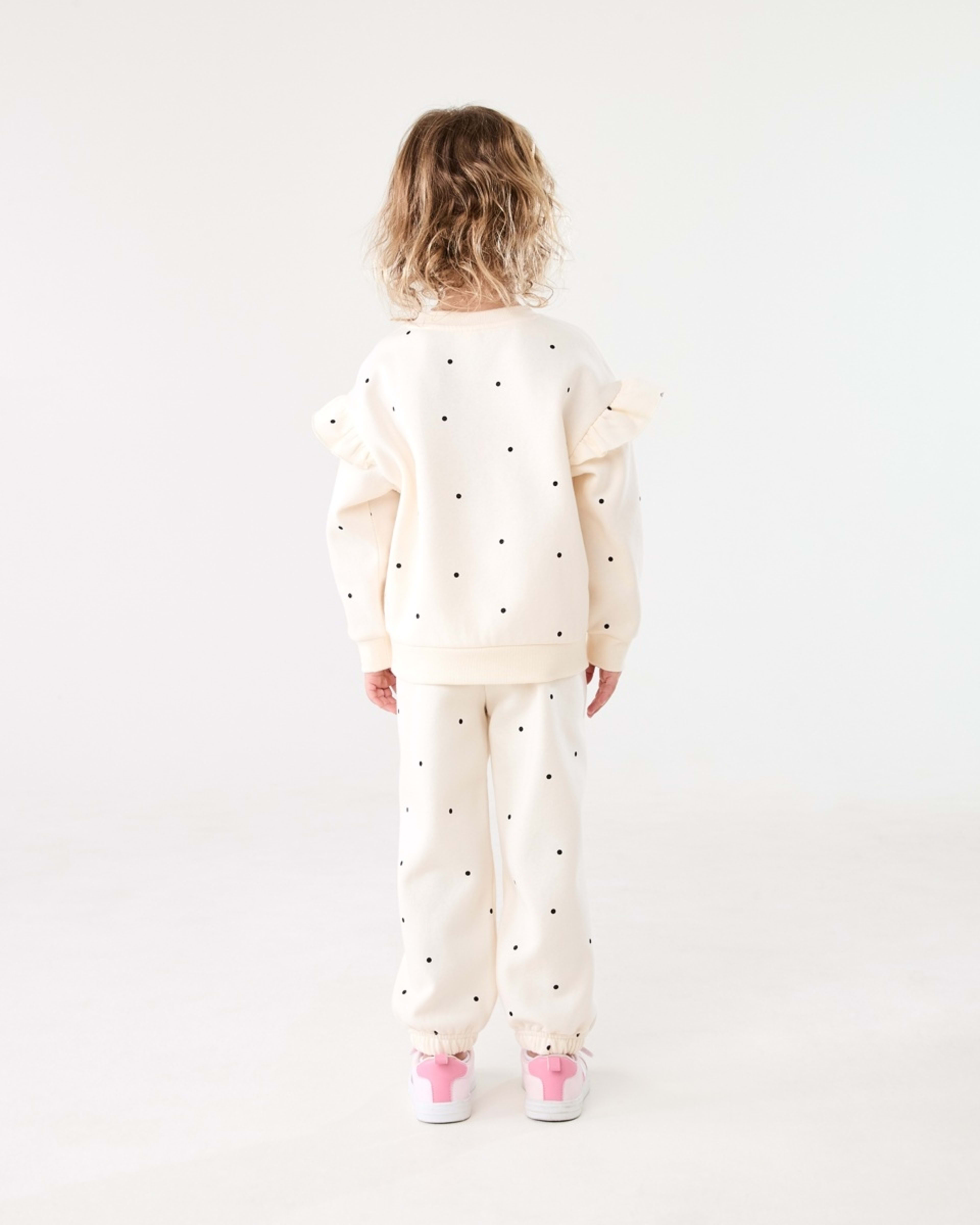 6 Frill Sleeve All Over Print Crew Neck Sweatshirt HAIL GLITTER SPOTS BUTTER BEIGE, 6 of 6