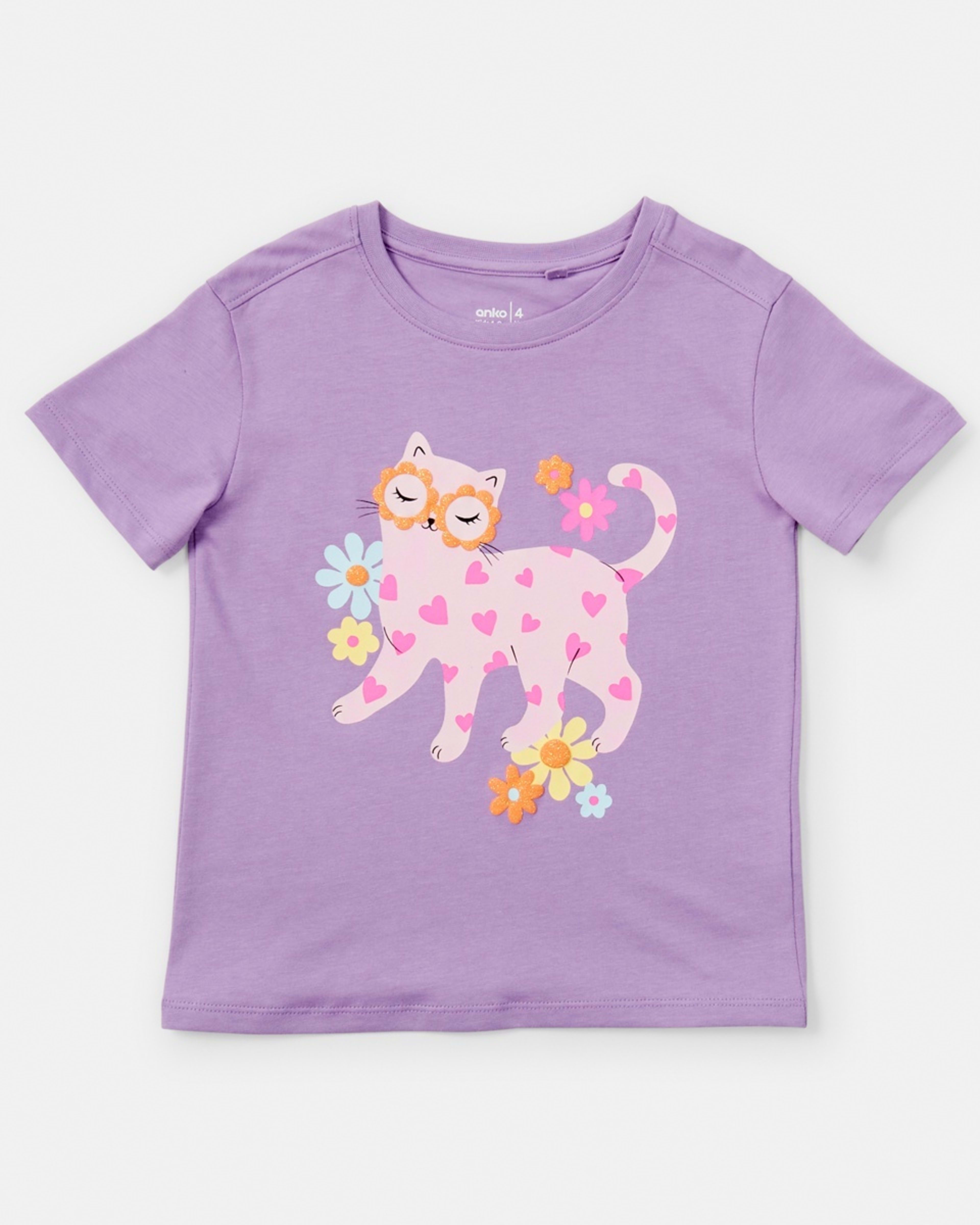 7 Short Sleeve Placement Print T-shirt Prpl Cat, 7 of 8