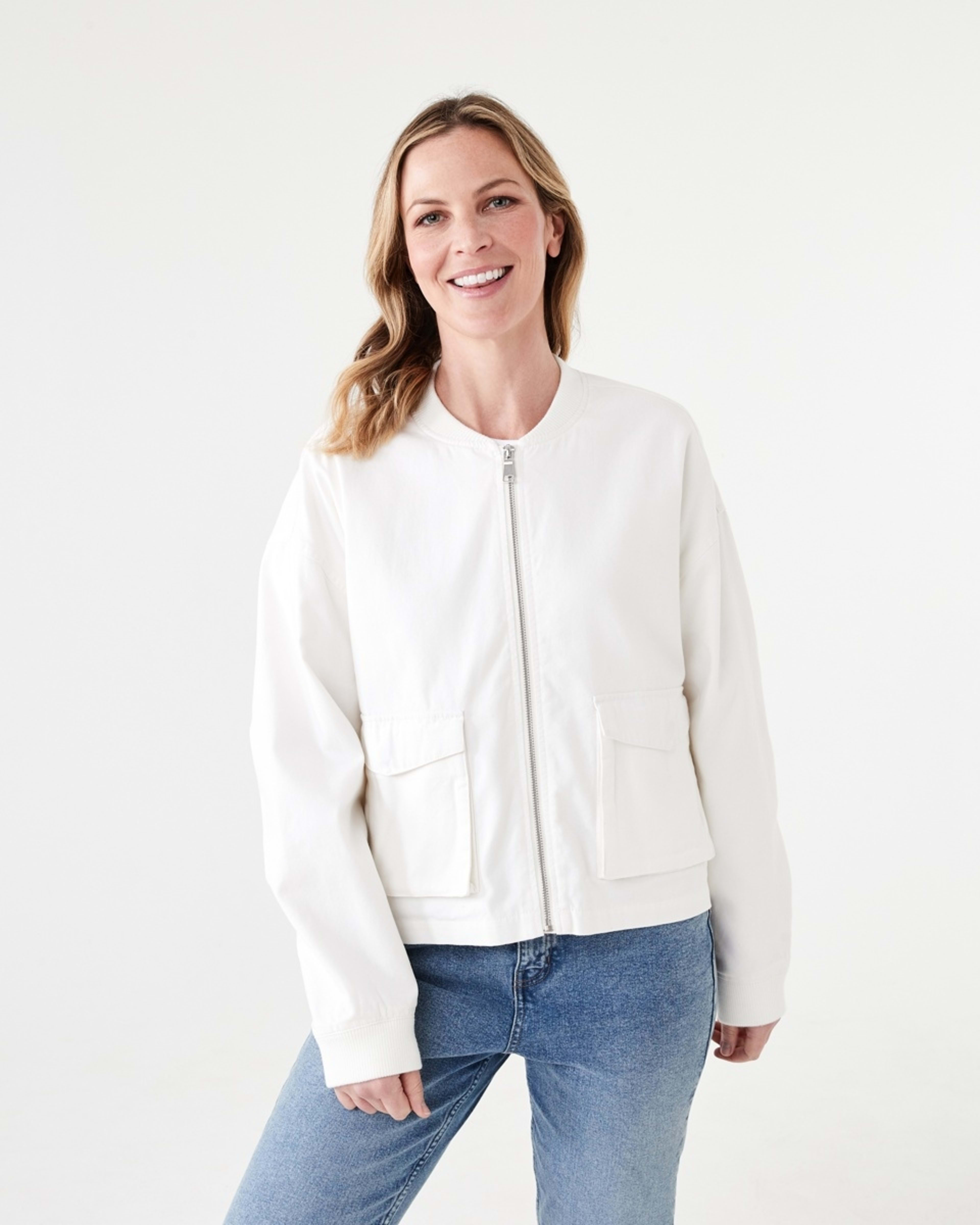 2 Cotton Blend Bomber Jacket SNOW WHITE, 2 of 7