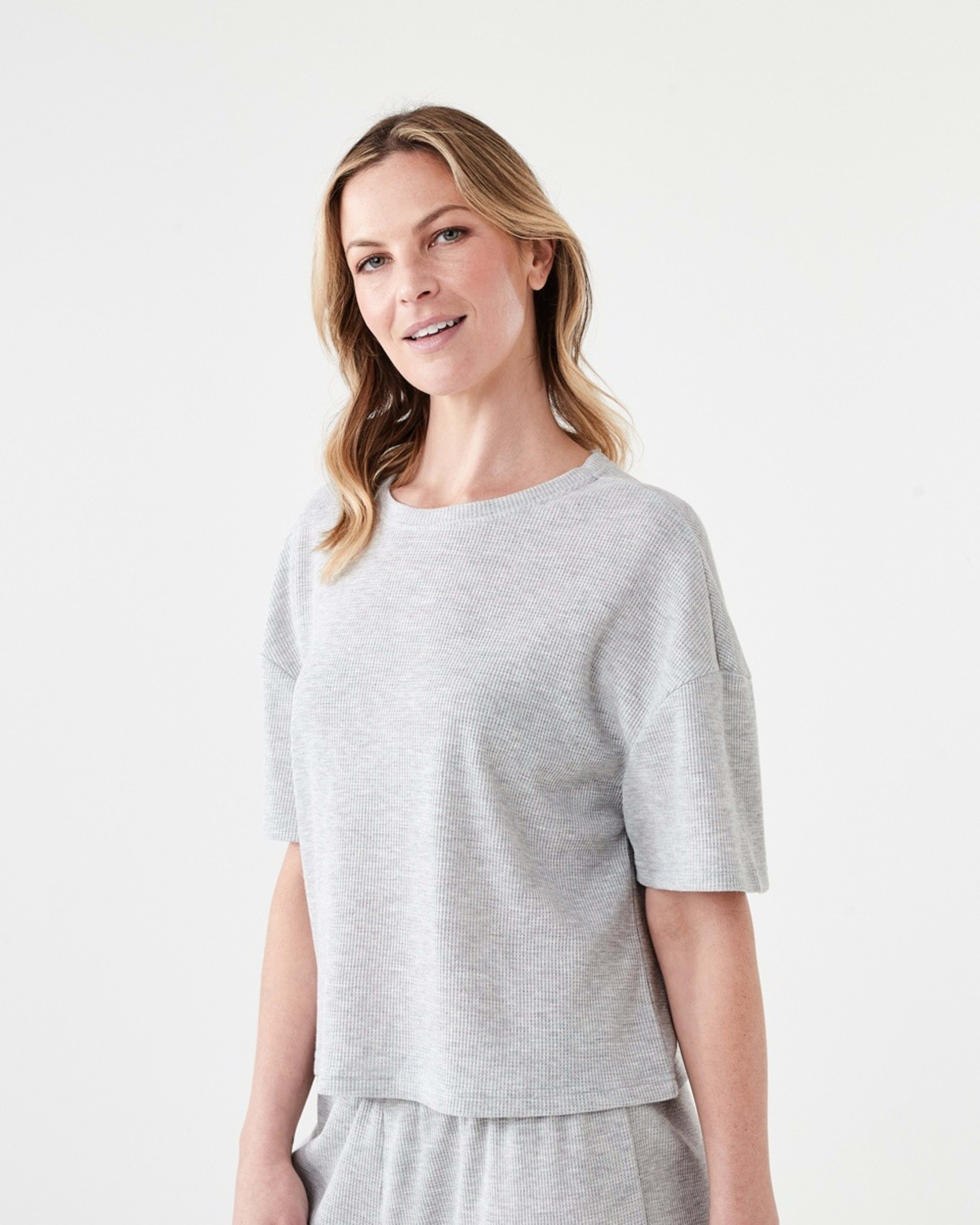 2 Waffle Boxy T-shirt SILVER MARLE, 2 of 6