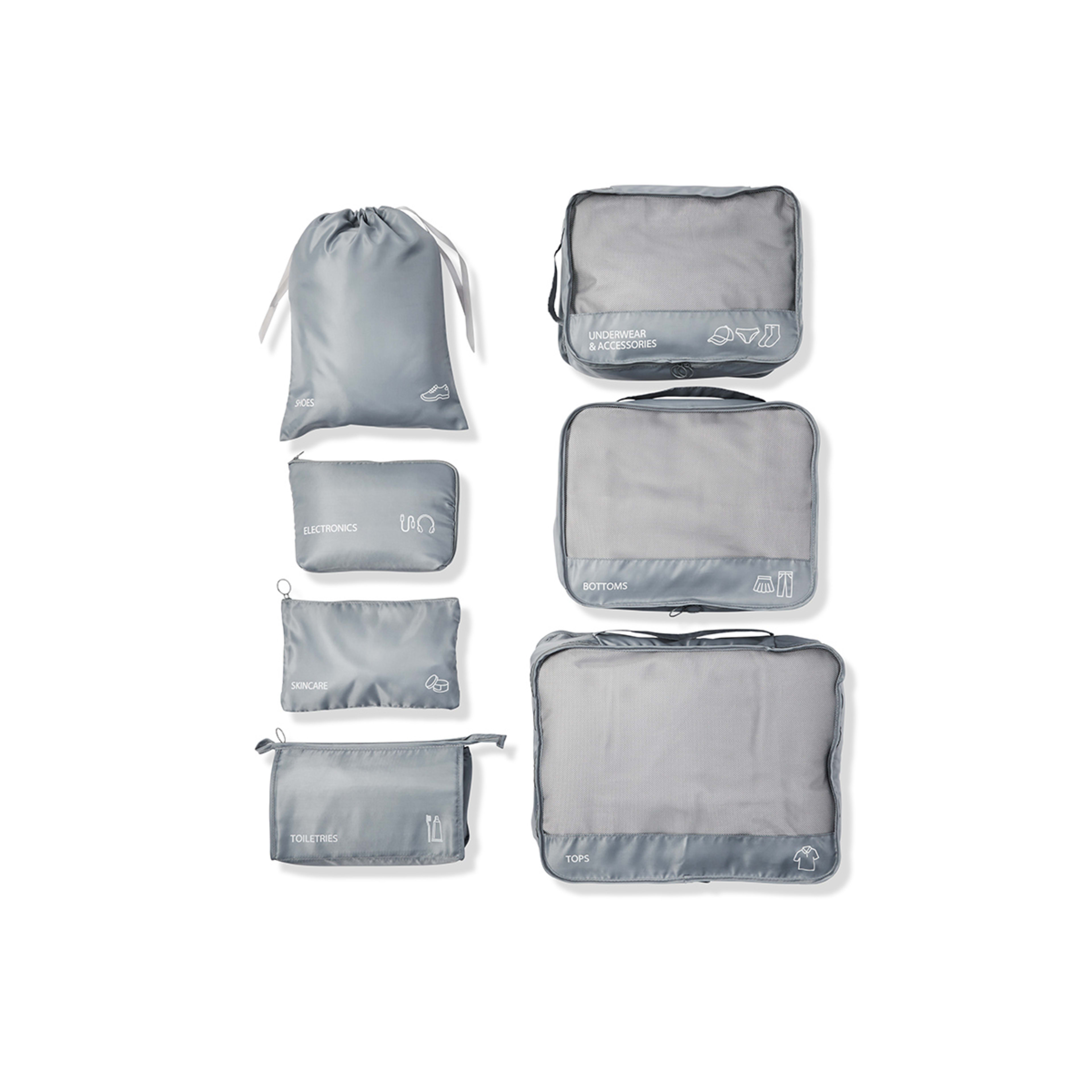 7 Piece Packing Cube Grey Kmart