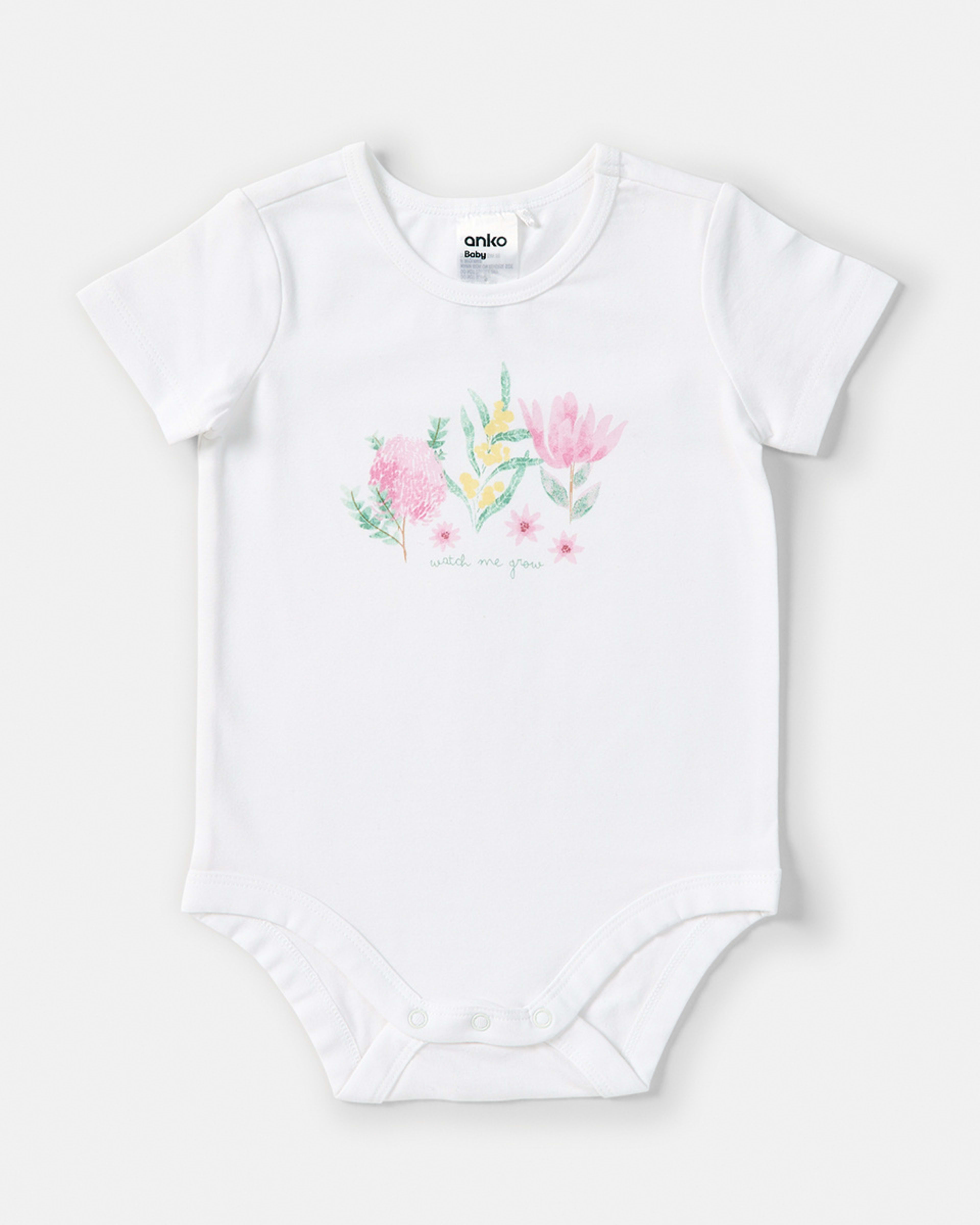 5 3 Pack Short Sleeve Bodysuits Aus Floral, 5 of 8