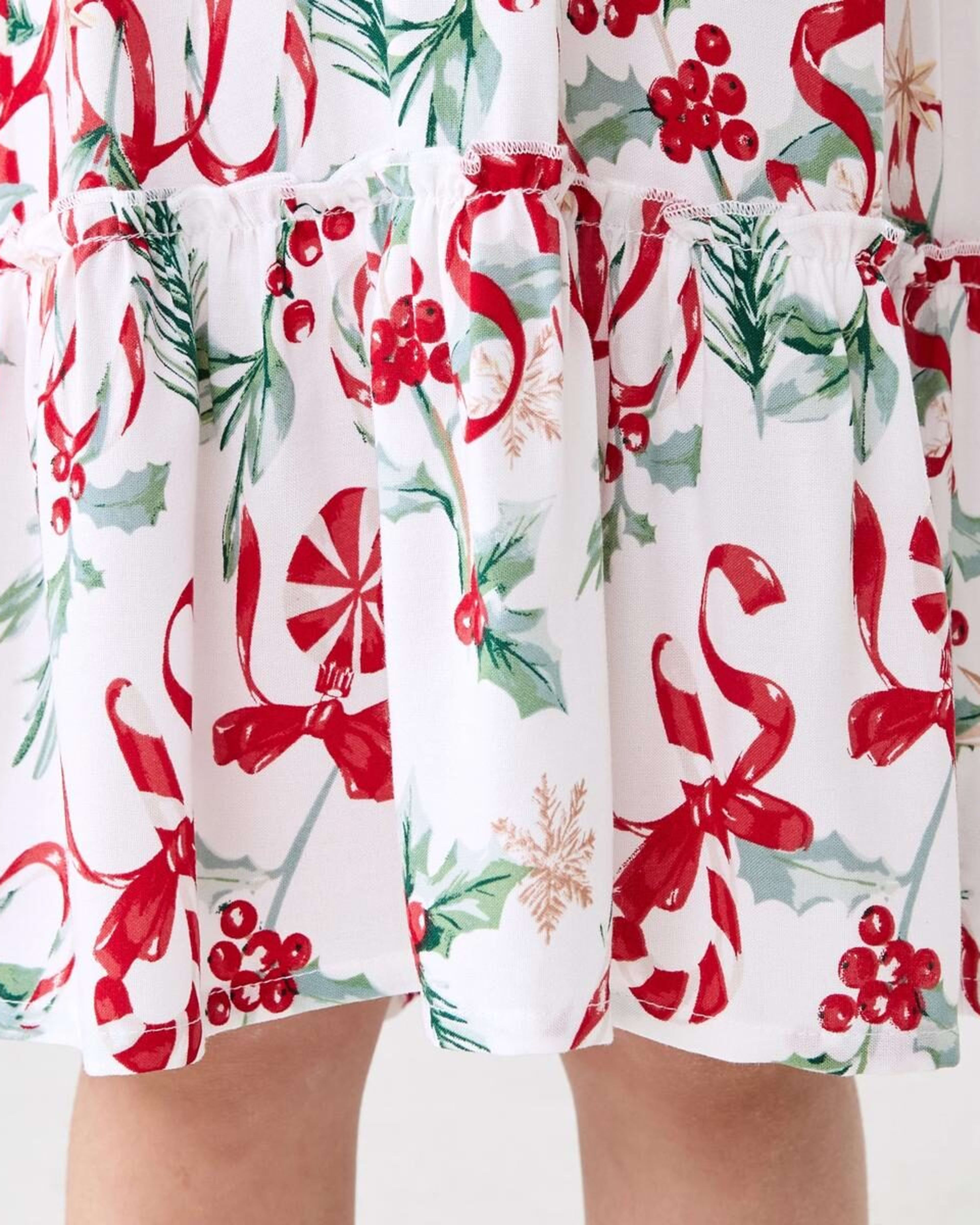 6 Christmas Viscose Family Matching Dress White Cane, 6 of 9