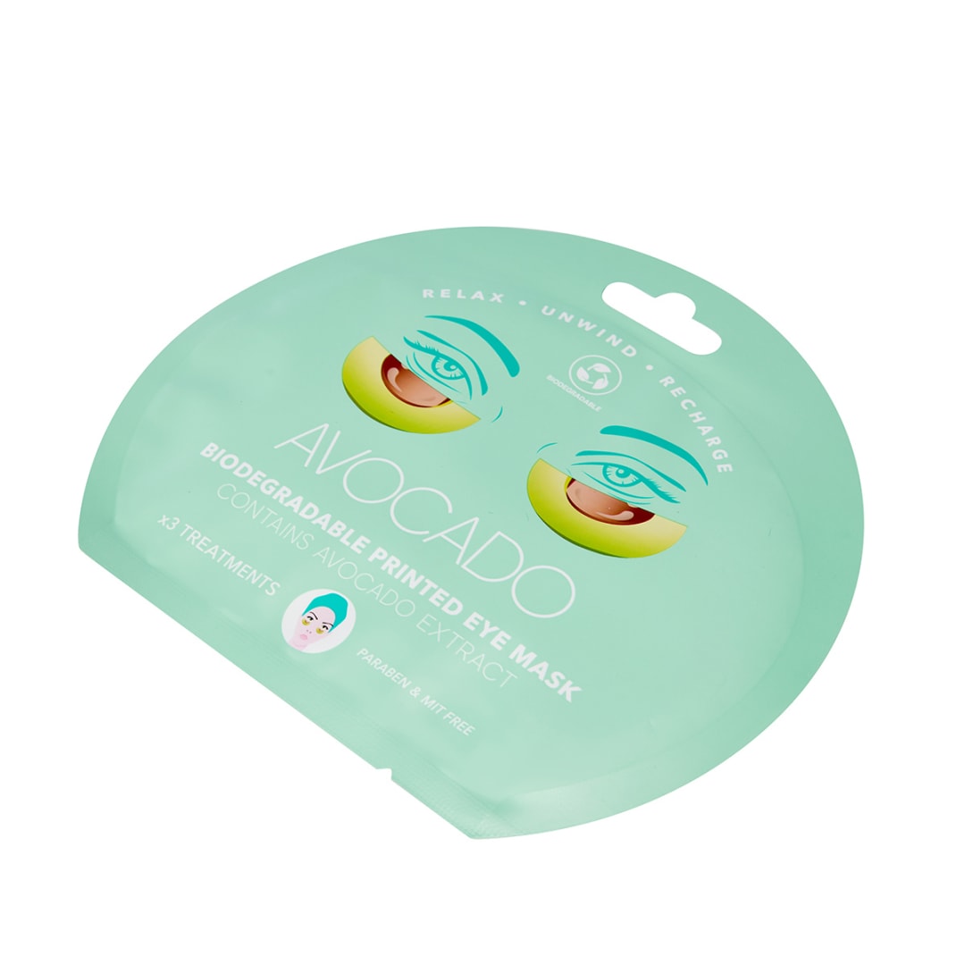 3 Pack Biodegradable Printed Eye Masks Avocado Extract Kmart