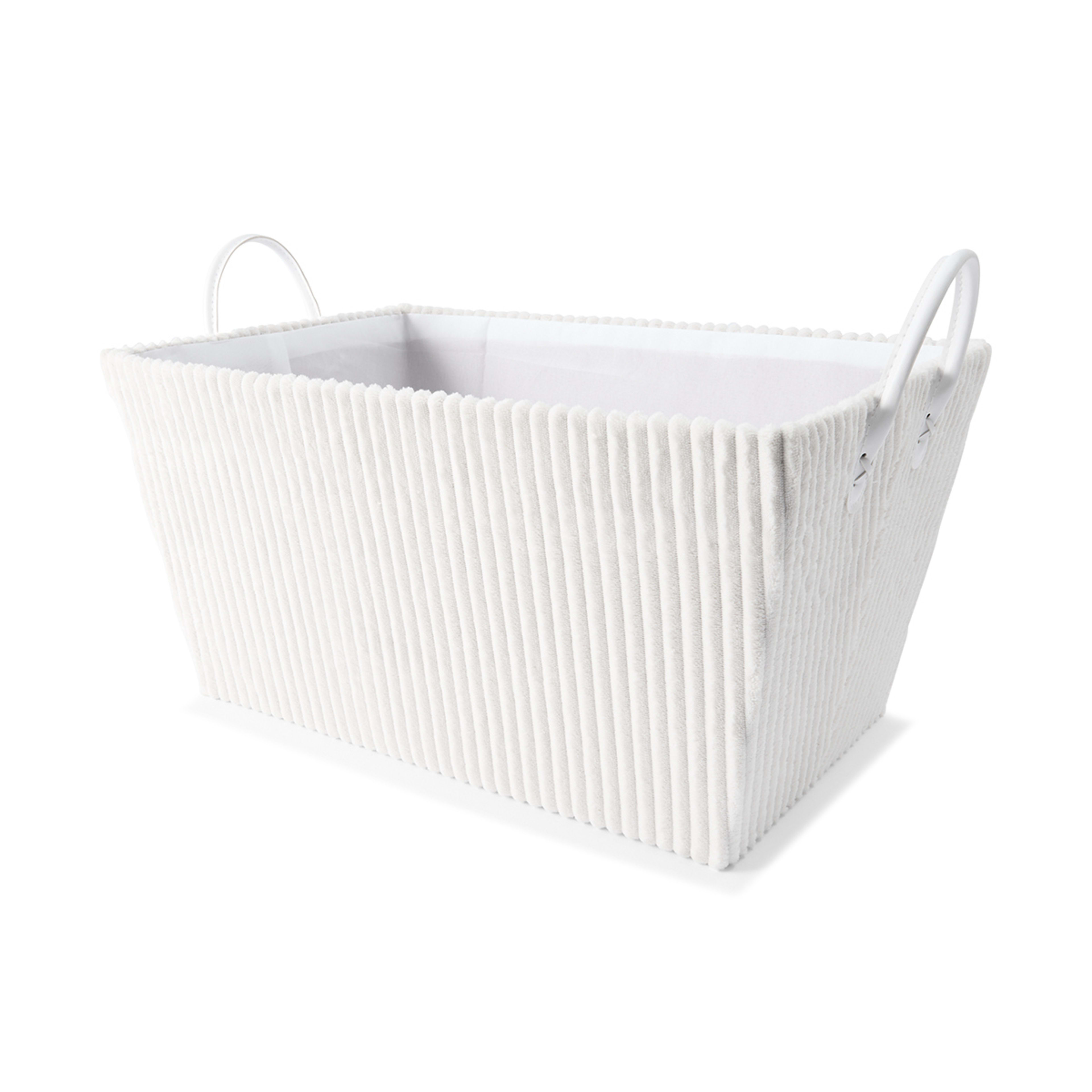 1 Tapered Ribbed Basket - White