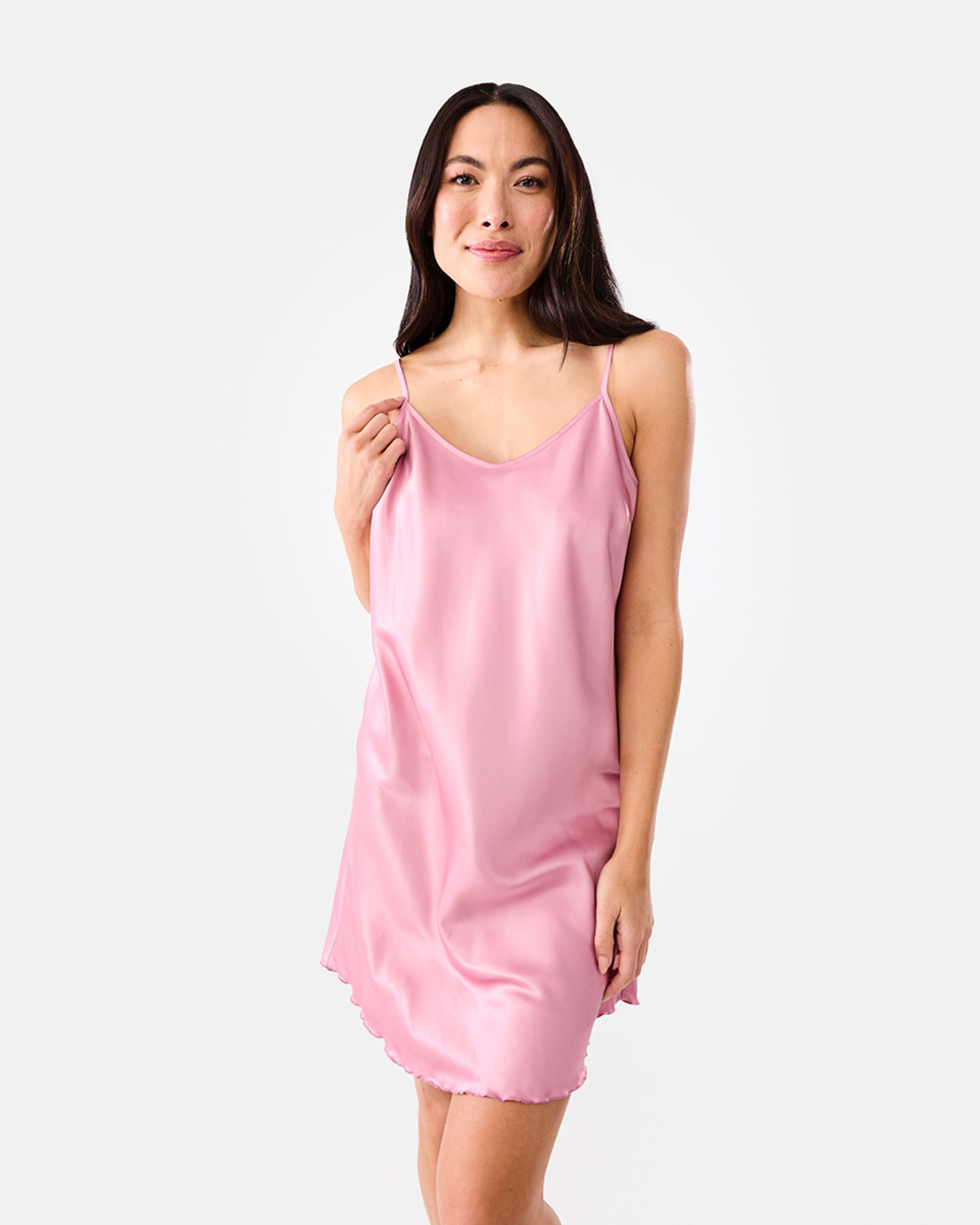 1 Satin Cami Nightie Sier Pink