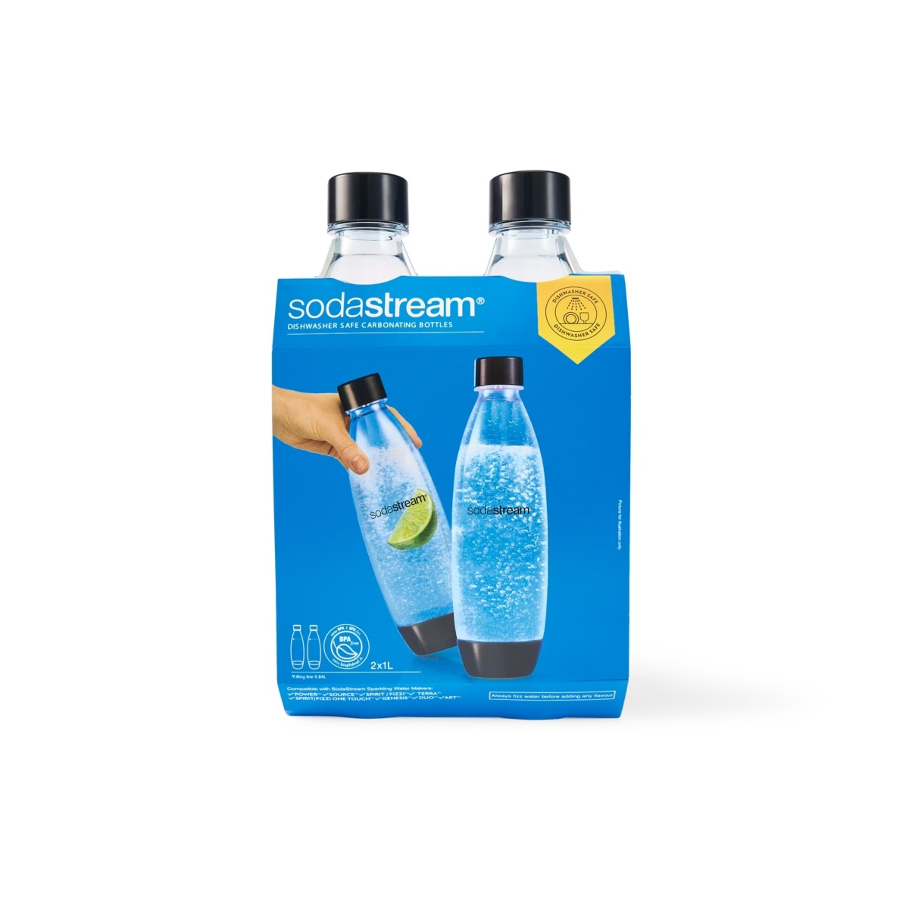 1 2 Pack 1L Sodastream Black Fuse Bottles
