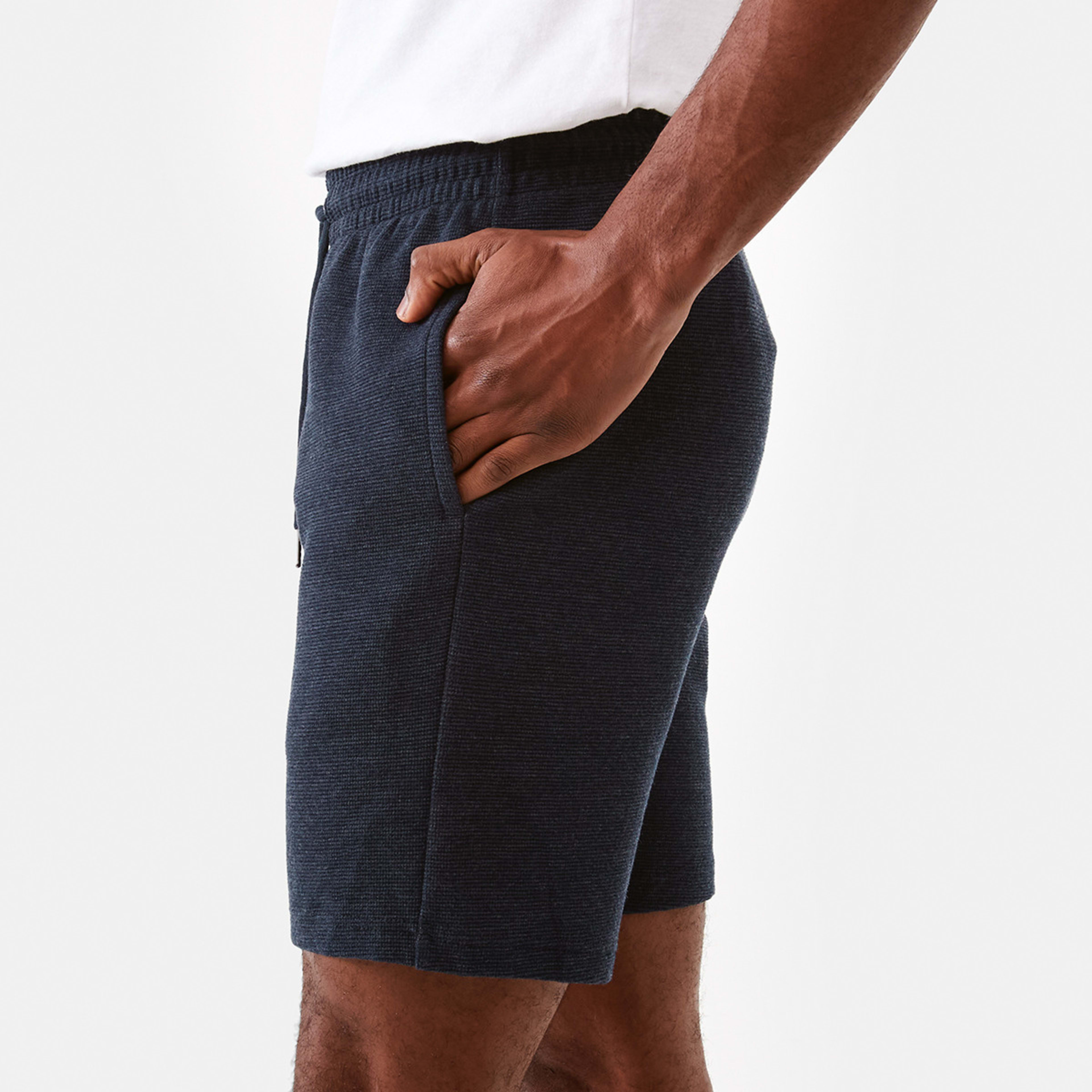 2 Textured Fleece Shorts Blu Marle, 2 of 6