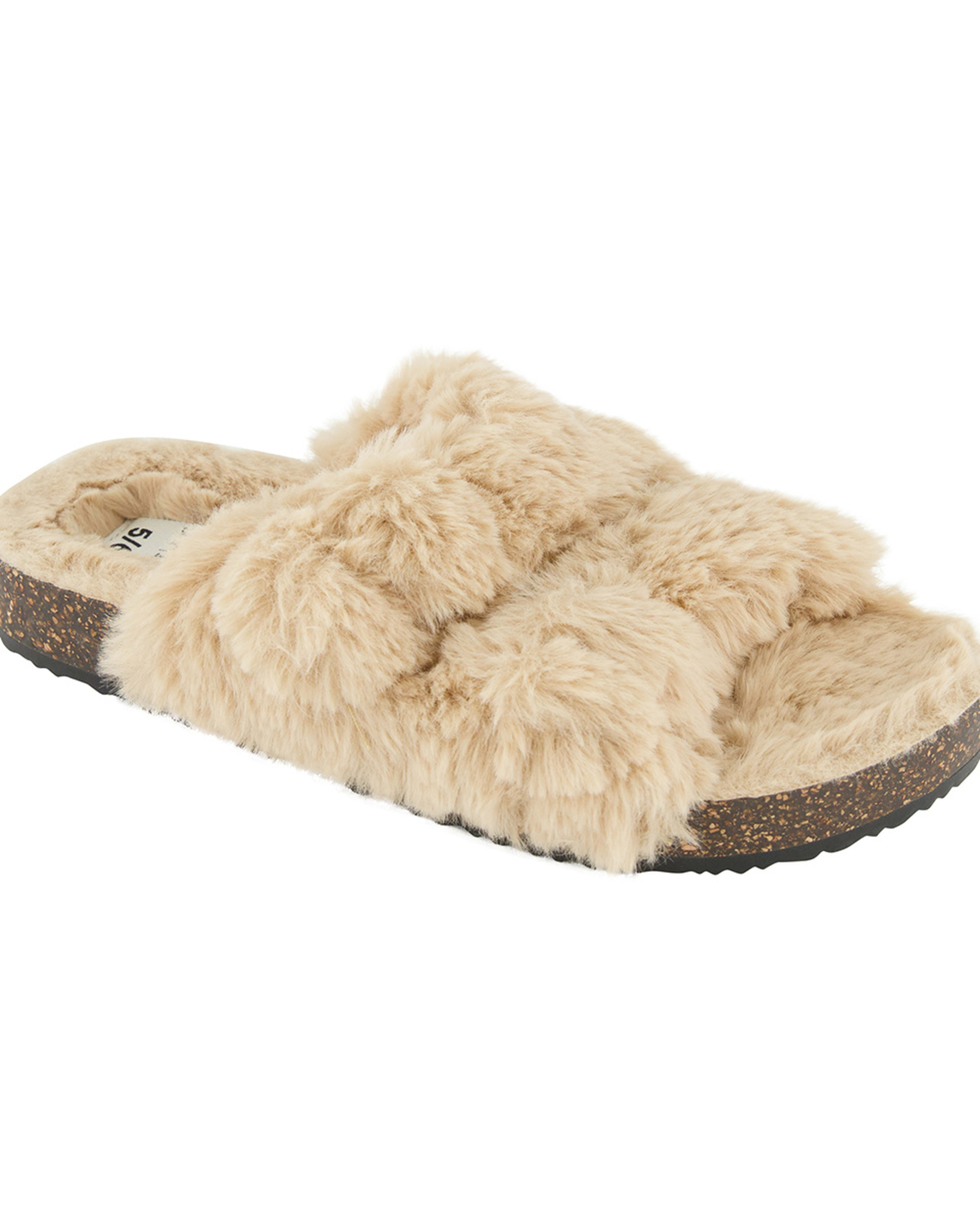 Furry Footbed Slippers Kmart