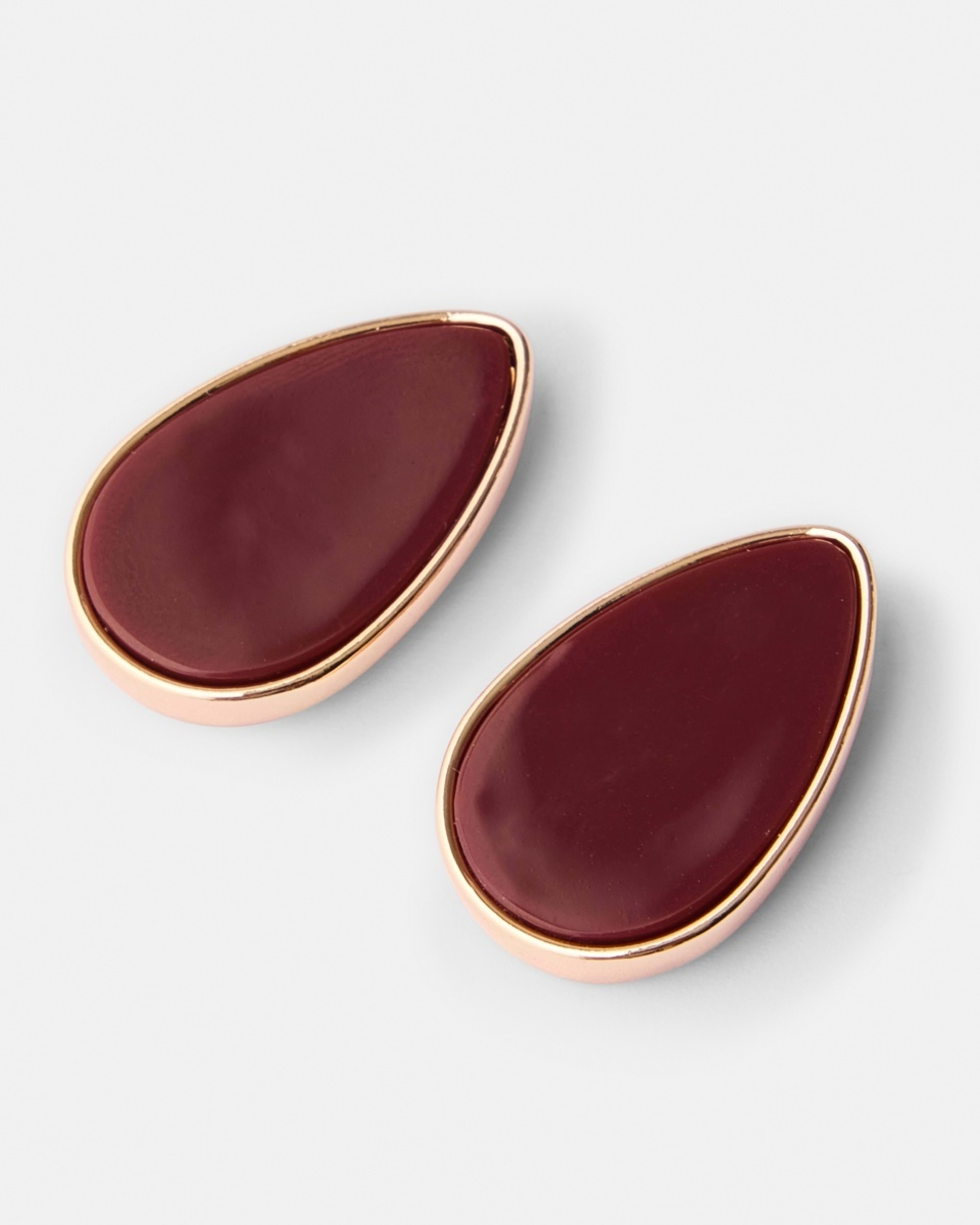 2 Stud Earrings - Red and Gold Tone Red, 2 of 5