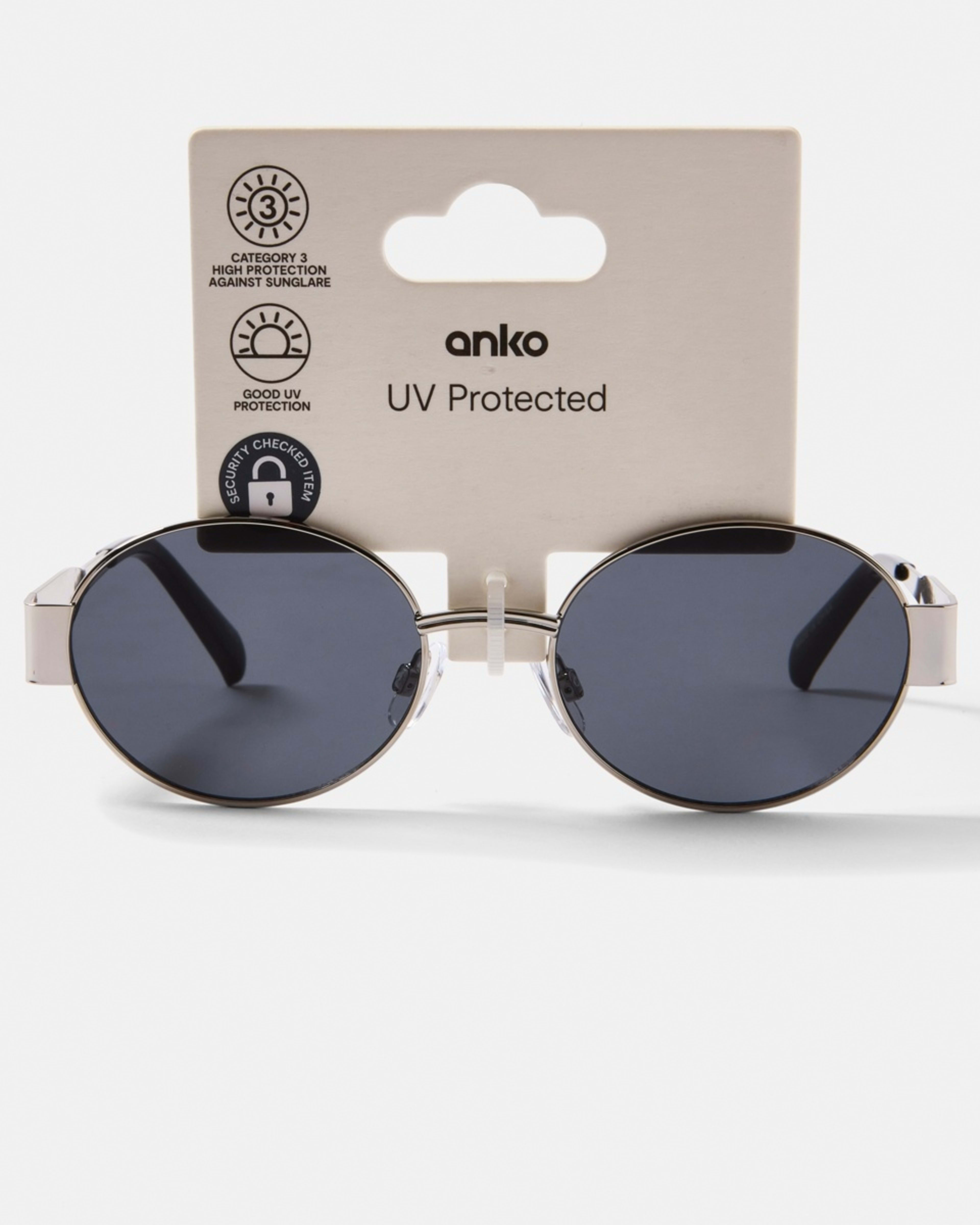 6 Oval Metal Sunglasses Silver, 6 of 6