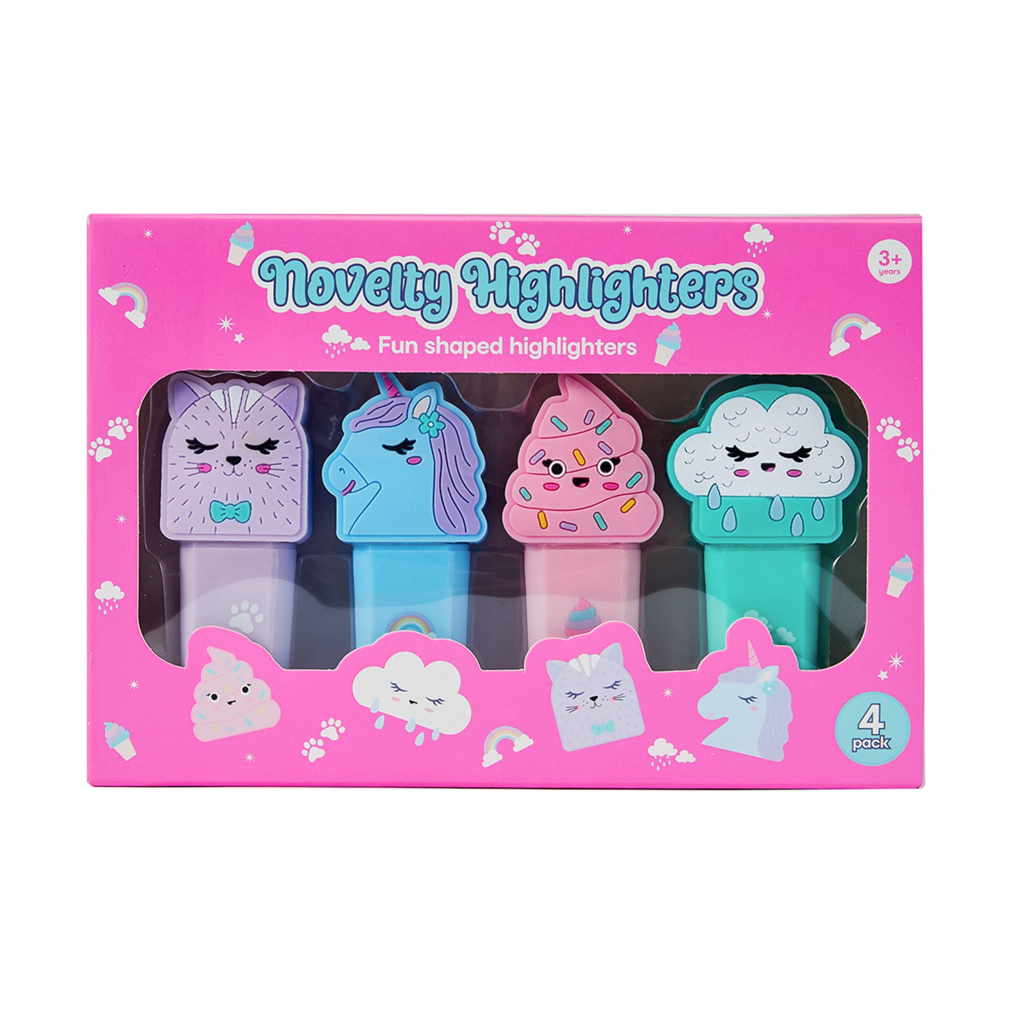 4 Pack Novelty Highlighters Kmart