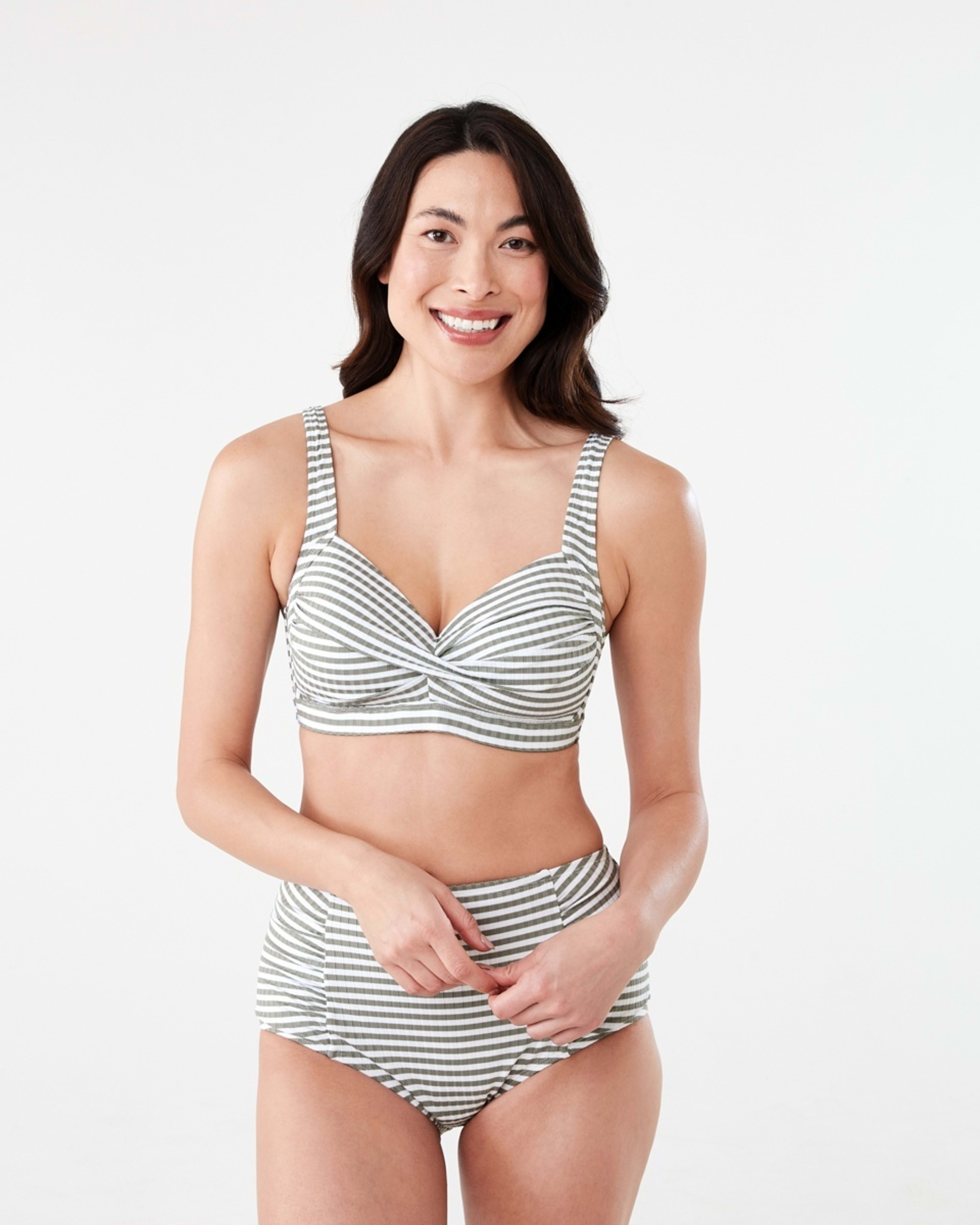 7 Twist Front Bikini Top BURNT OLIVE STRIPE, 7 of 7