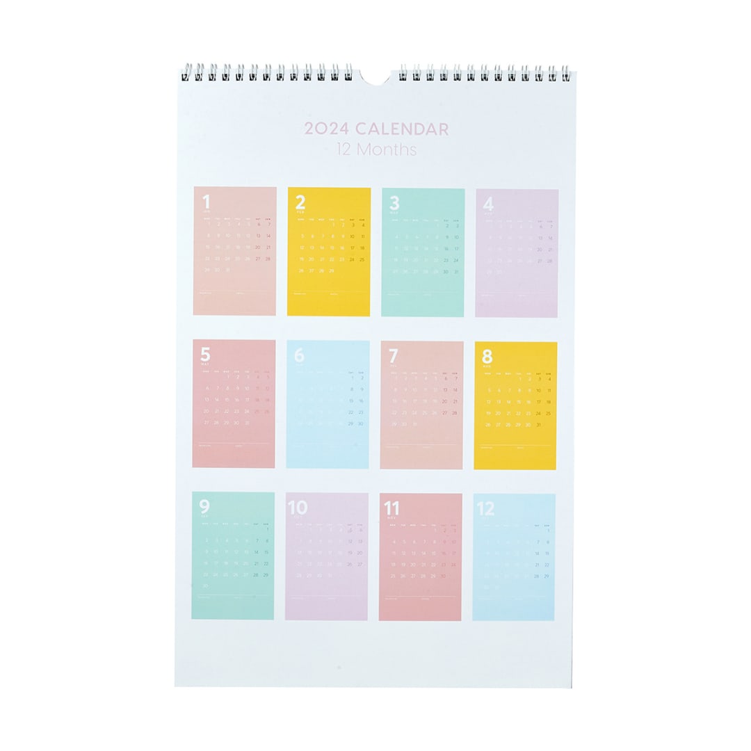 2024 Wall Calendar - Pastel - Kmart