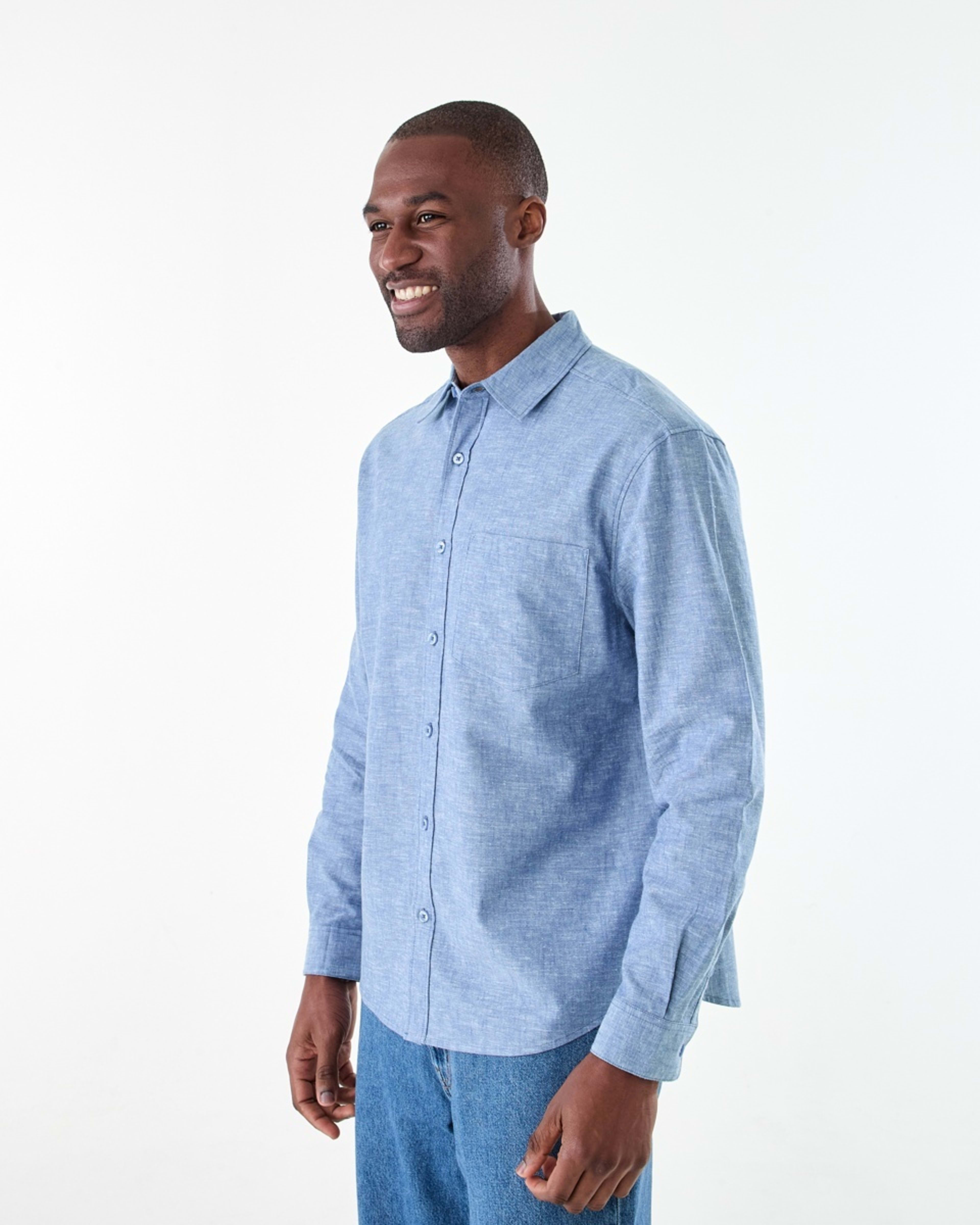 2 Long Sleeve Cotton Linen Shirt FELICIA BLUE YD, 2 of 6