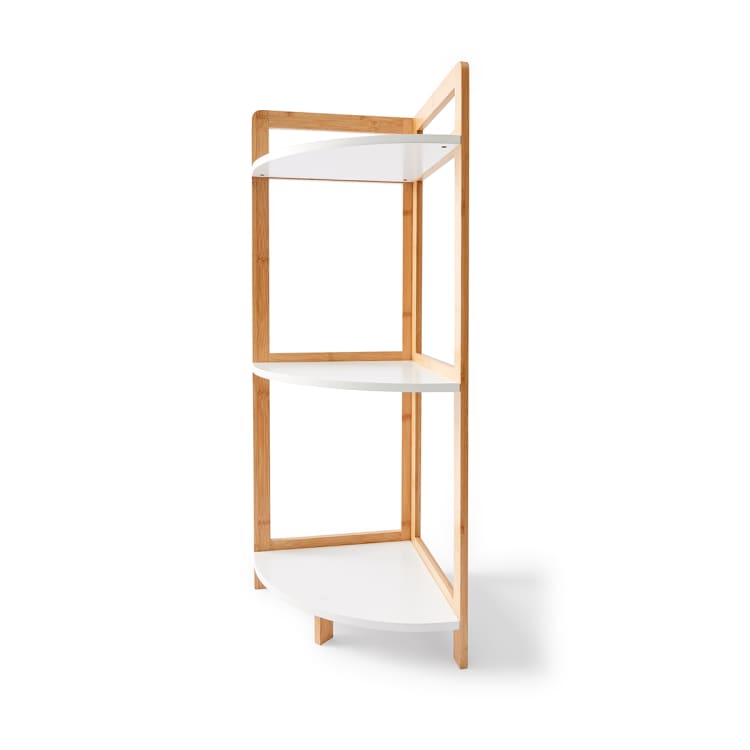 Bamboo and White 3 Tier Corner Shelf Kmart