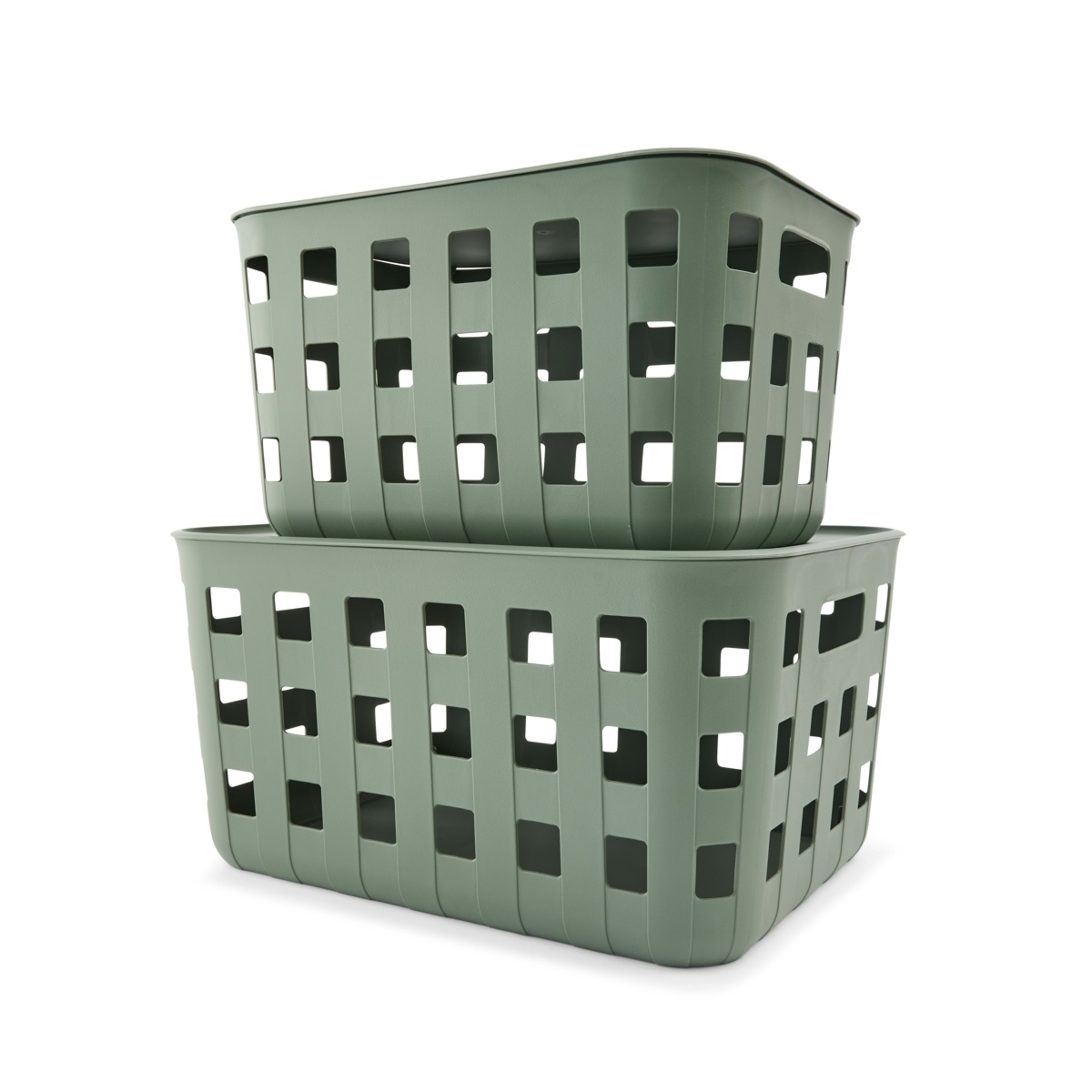 9 28L Rectangle Trellis Basket with Lid - Green, 9 of 9