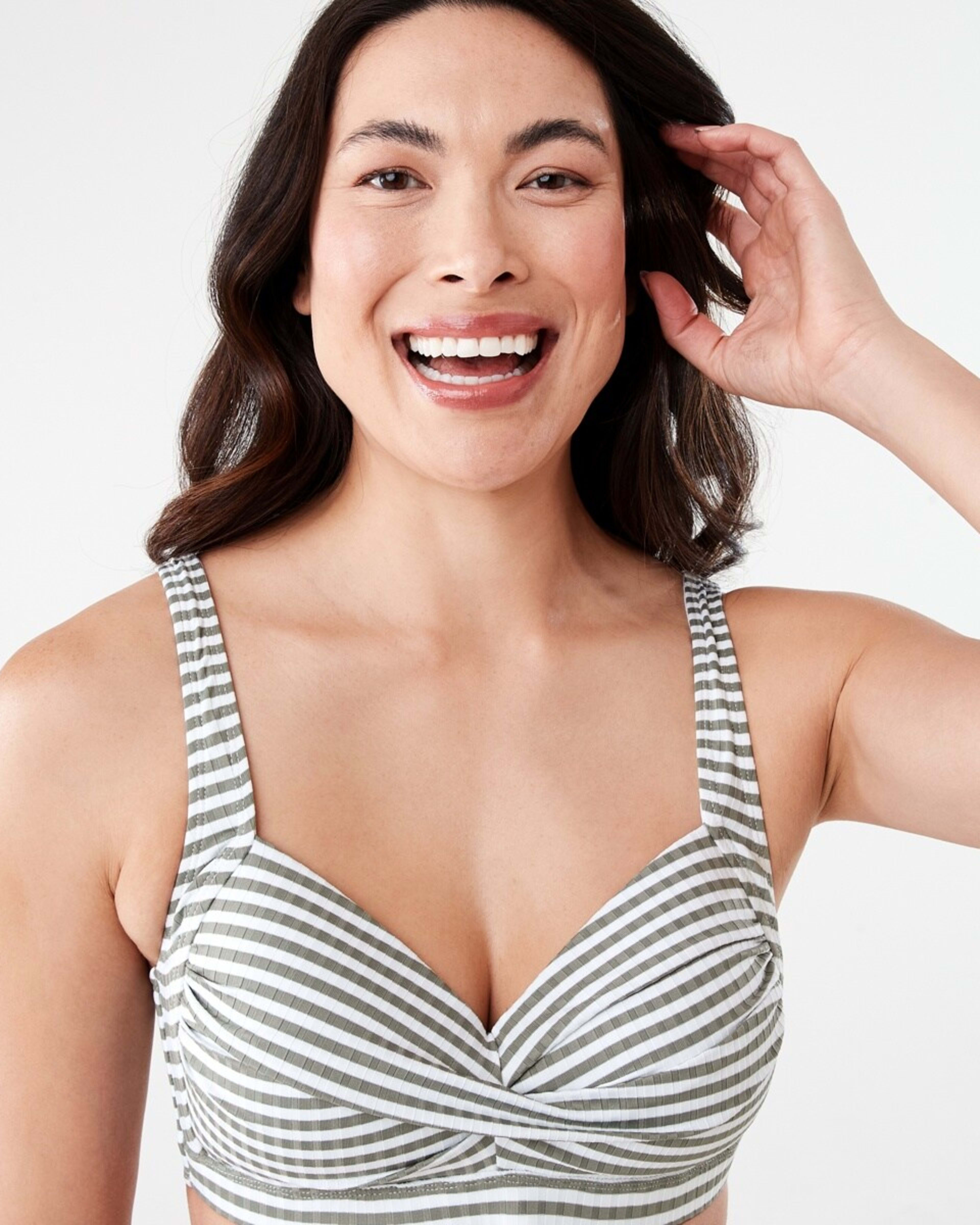 6 Twist Front Bikini Top BURNT OLIVE STRIPE, 6 of 7