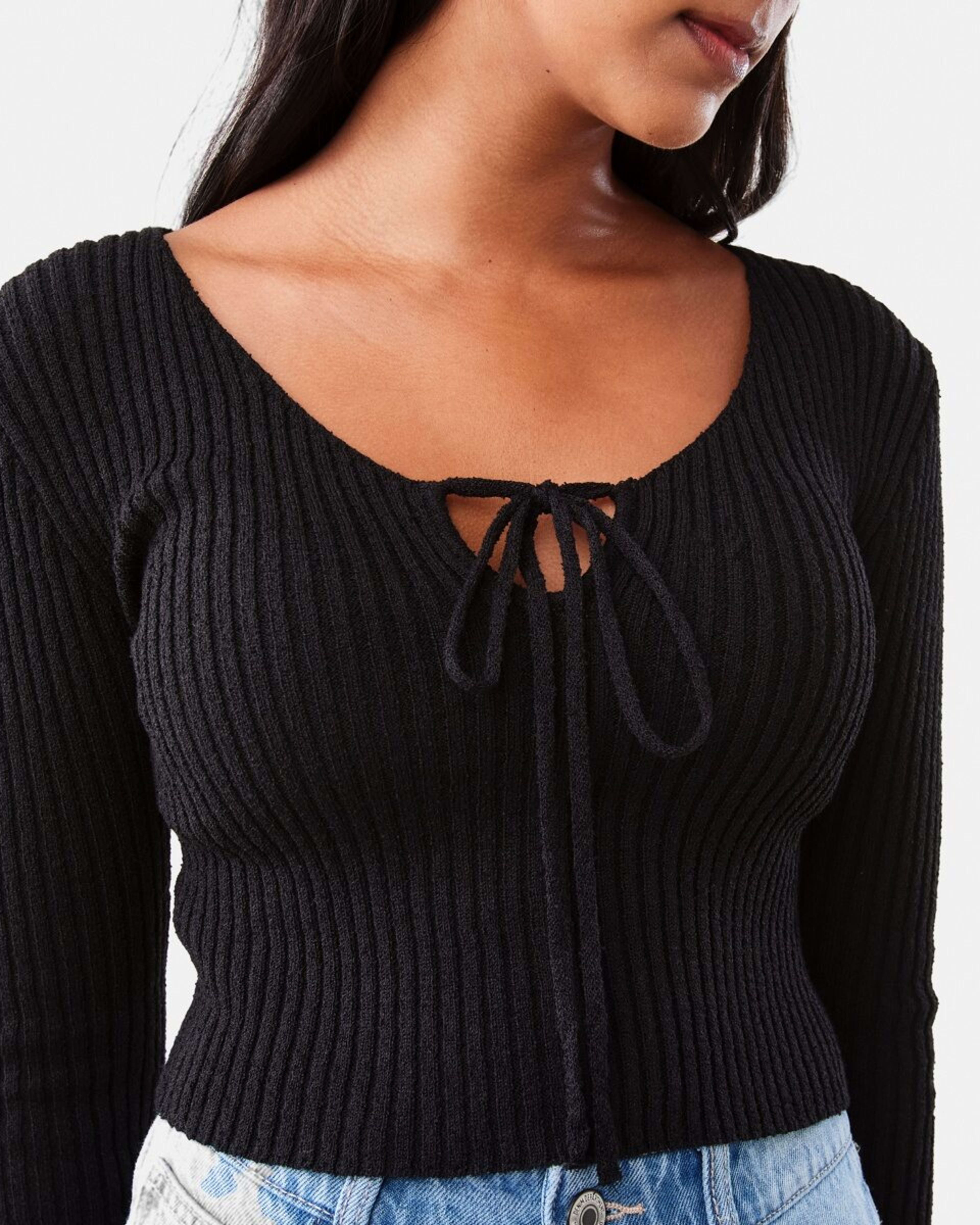 8 Lace Up Crop Jumper Black, 8 of 8