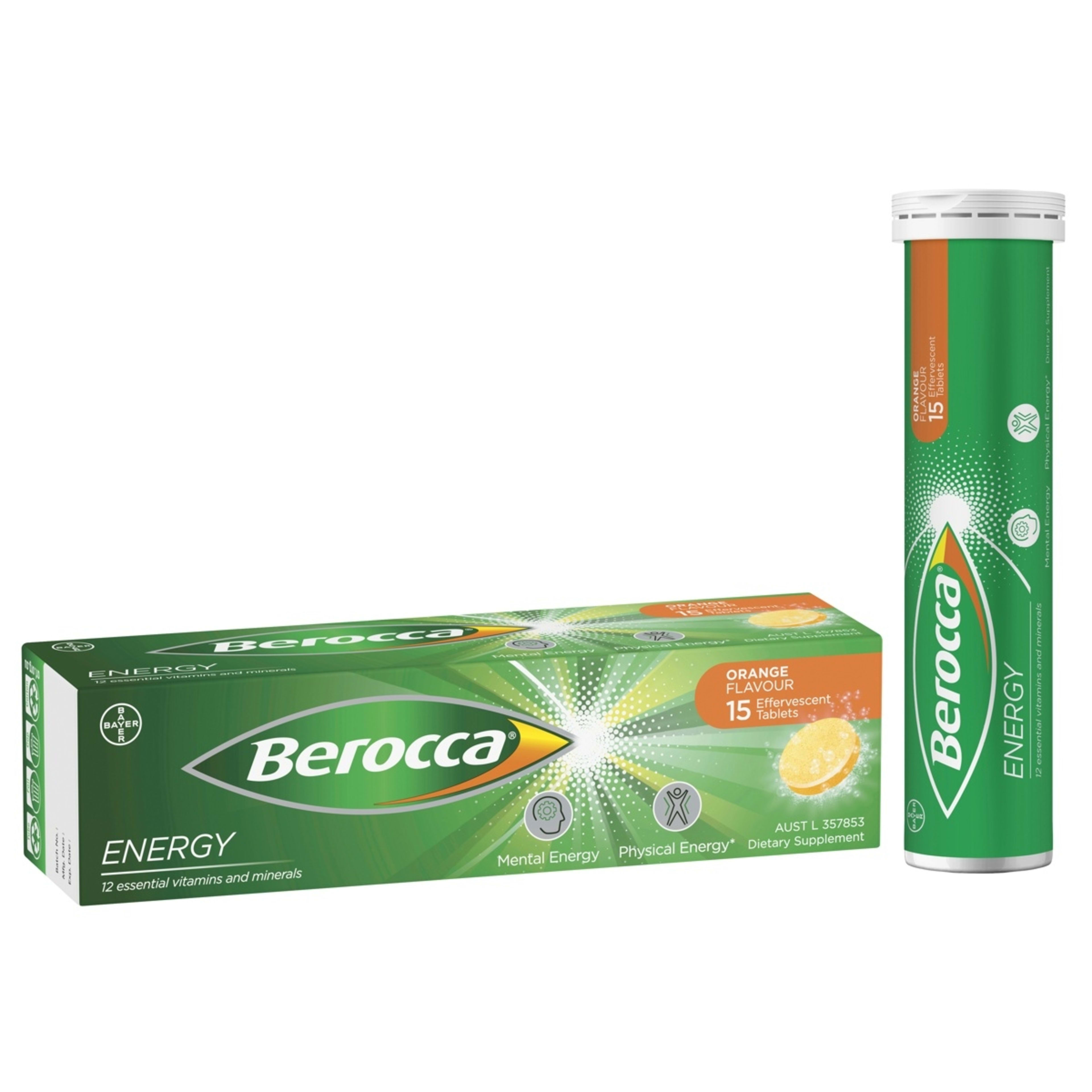 2 15 Pack Berroca Energy Orange Flavour Effervescent Tablets, 2 of 10