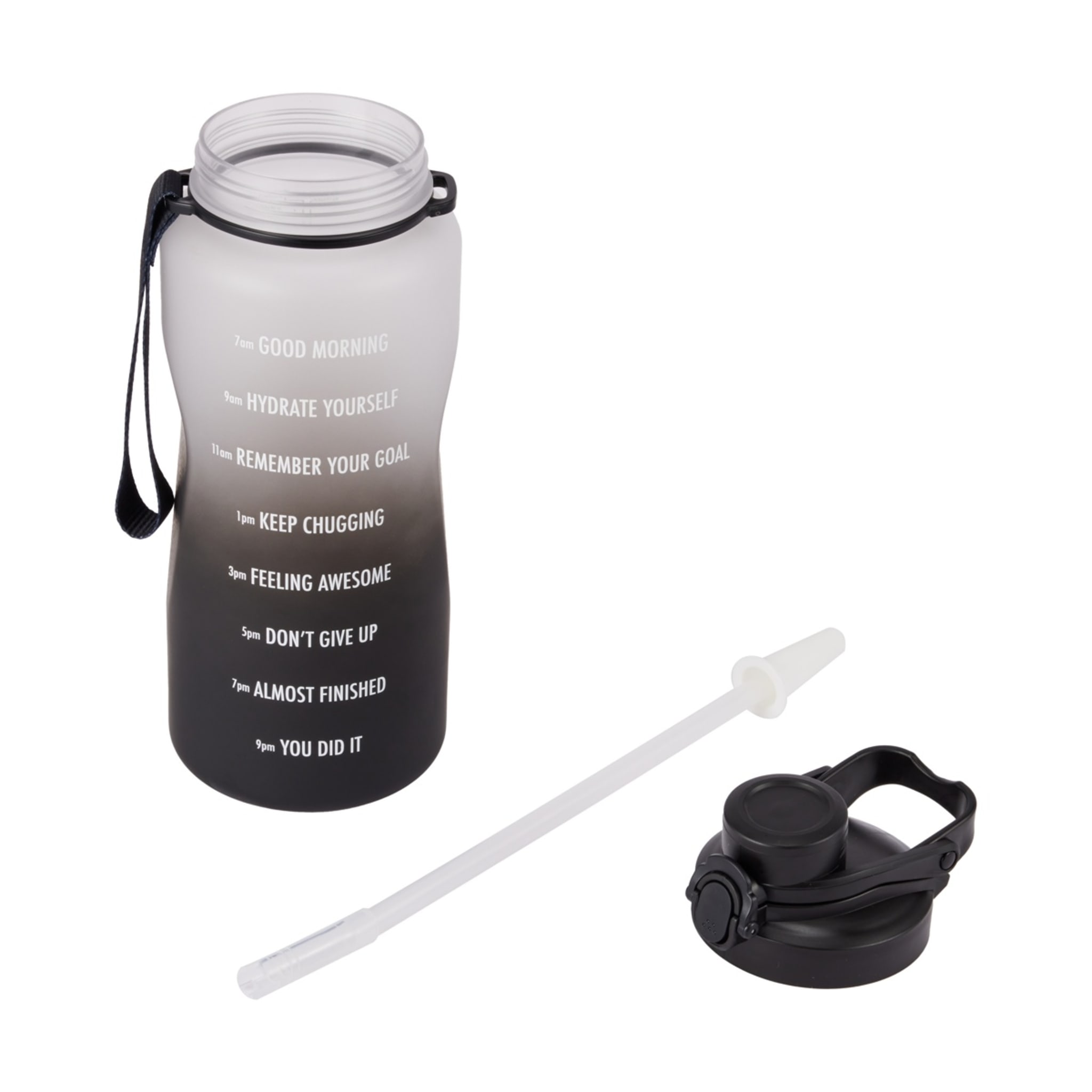 2.1L Black Ombre Daily Intake Flip Lid Drink Bottle - Kmart