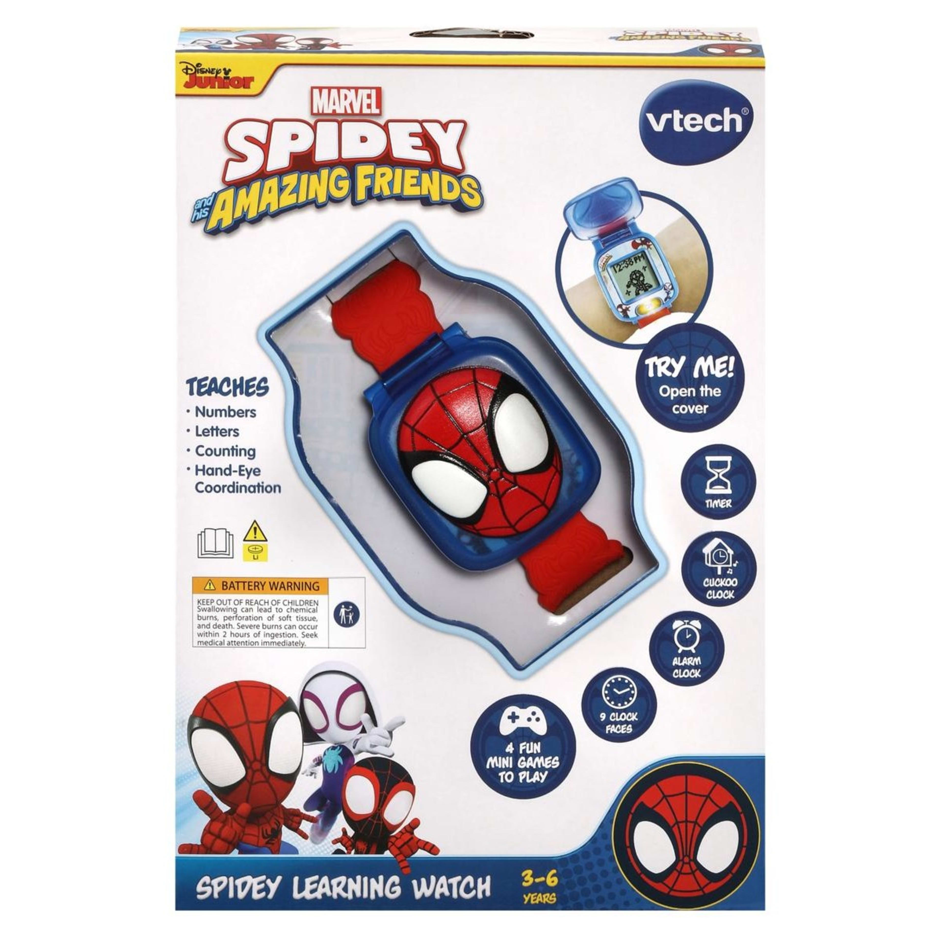 1 VTech Disney Junior Marvel Spidey and his Amazing Friends Spidey Learning Watch