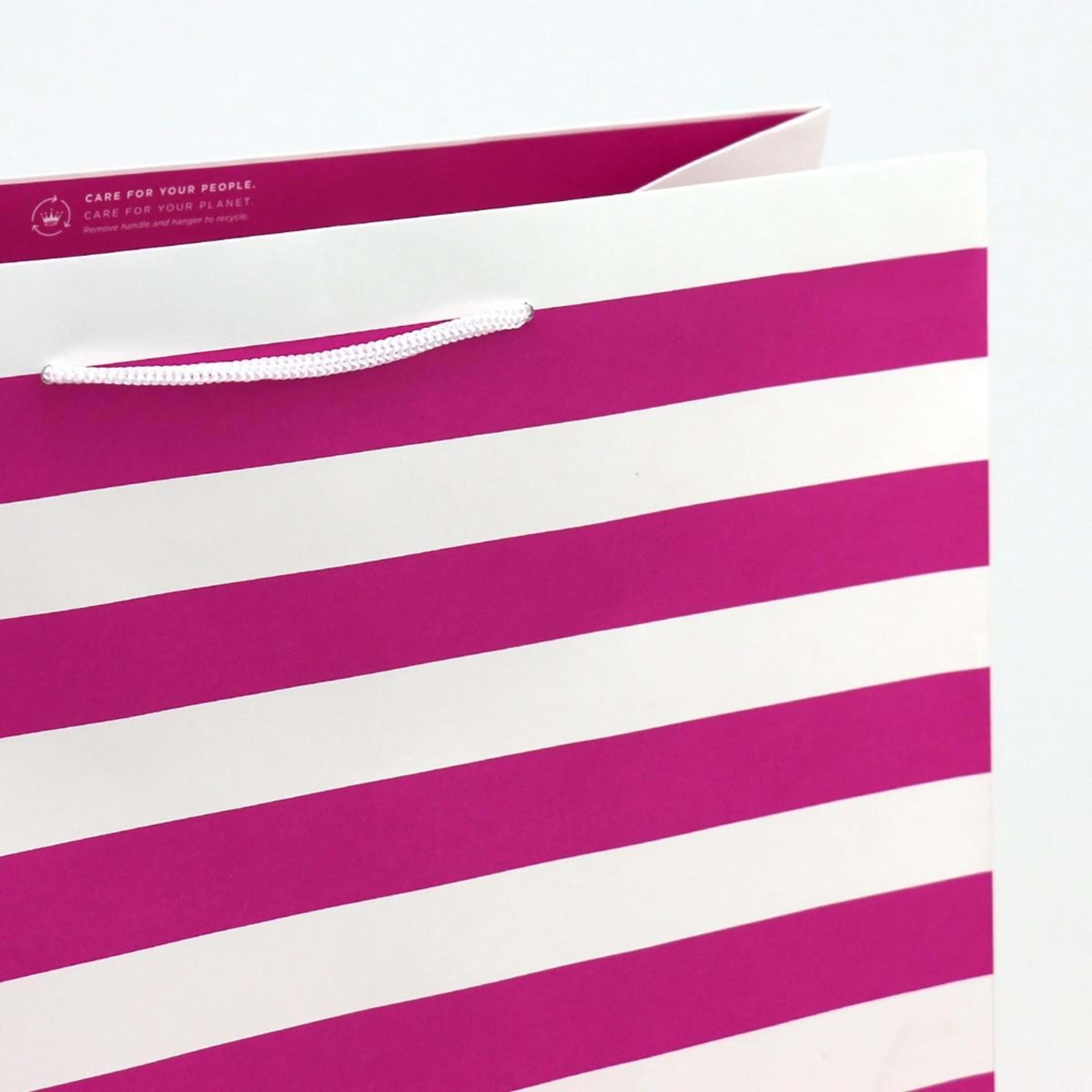 3 Connections from Hallmark Extra-Large Gift Bag - Pink and White Stripes, 3 of 3