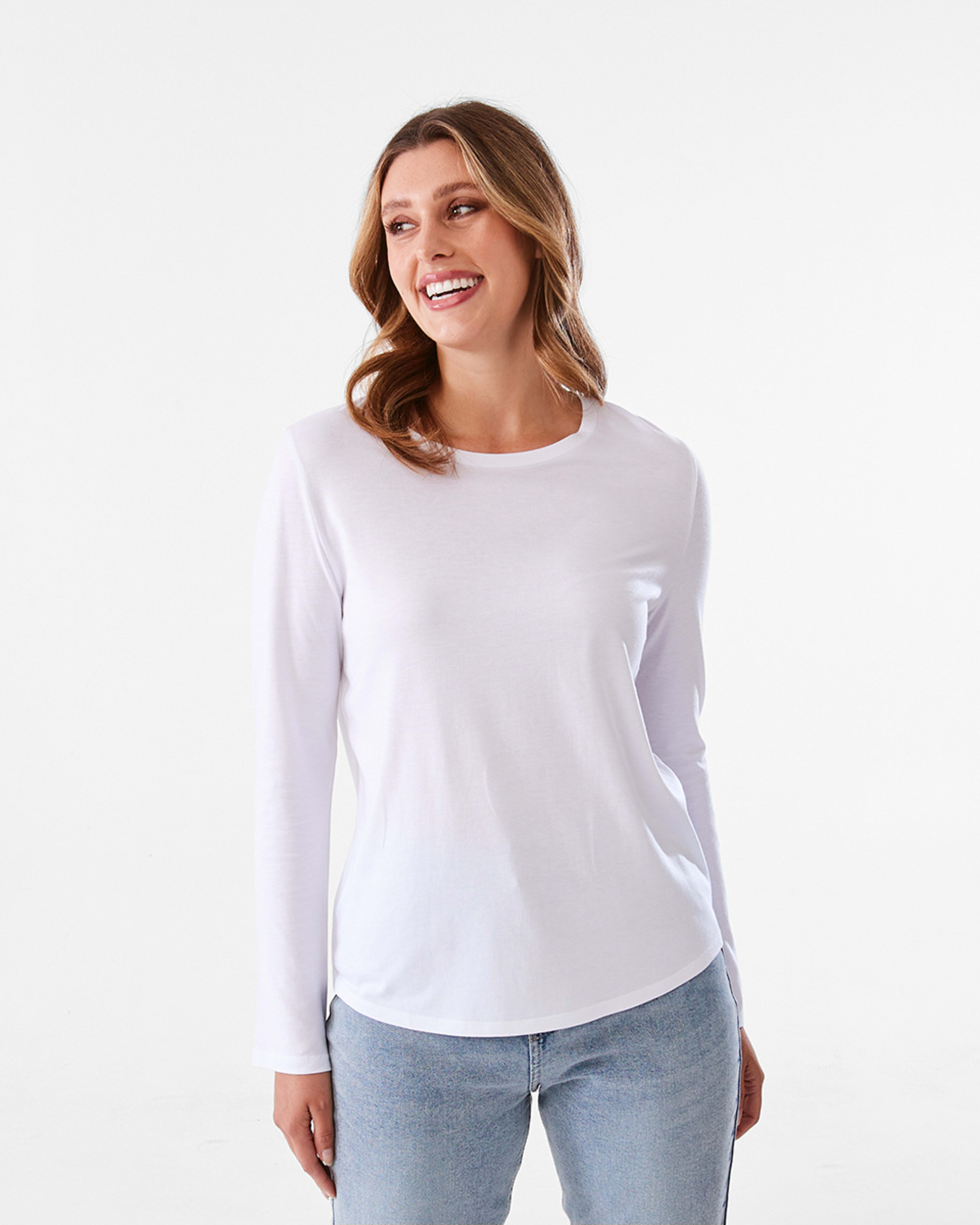 Long Sleeve Cotton Modal T-shirt - Kmart