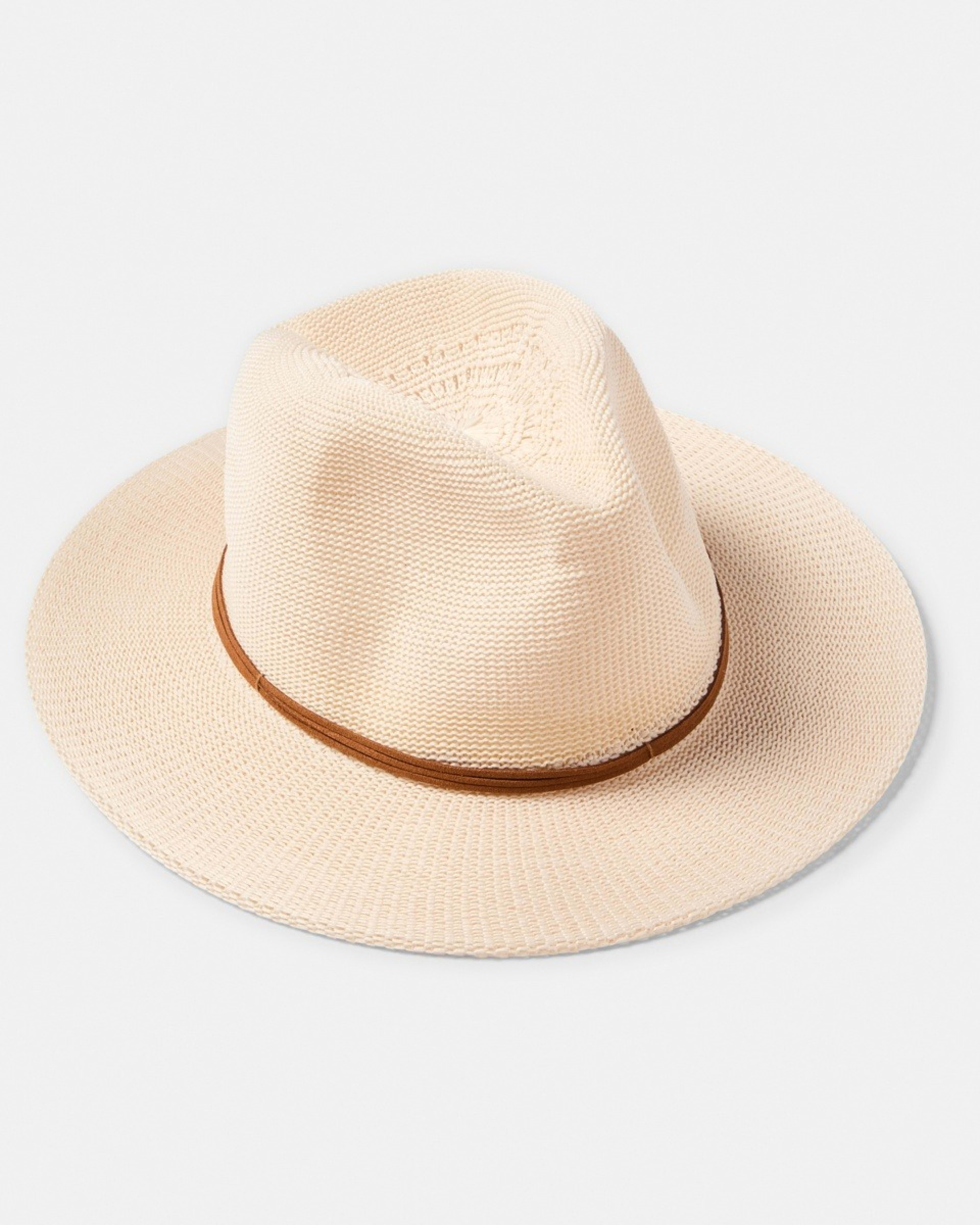 1 Metal Trim Fedora Hat NATURAL, 1 of 2