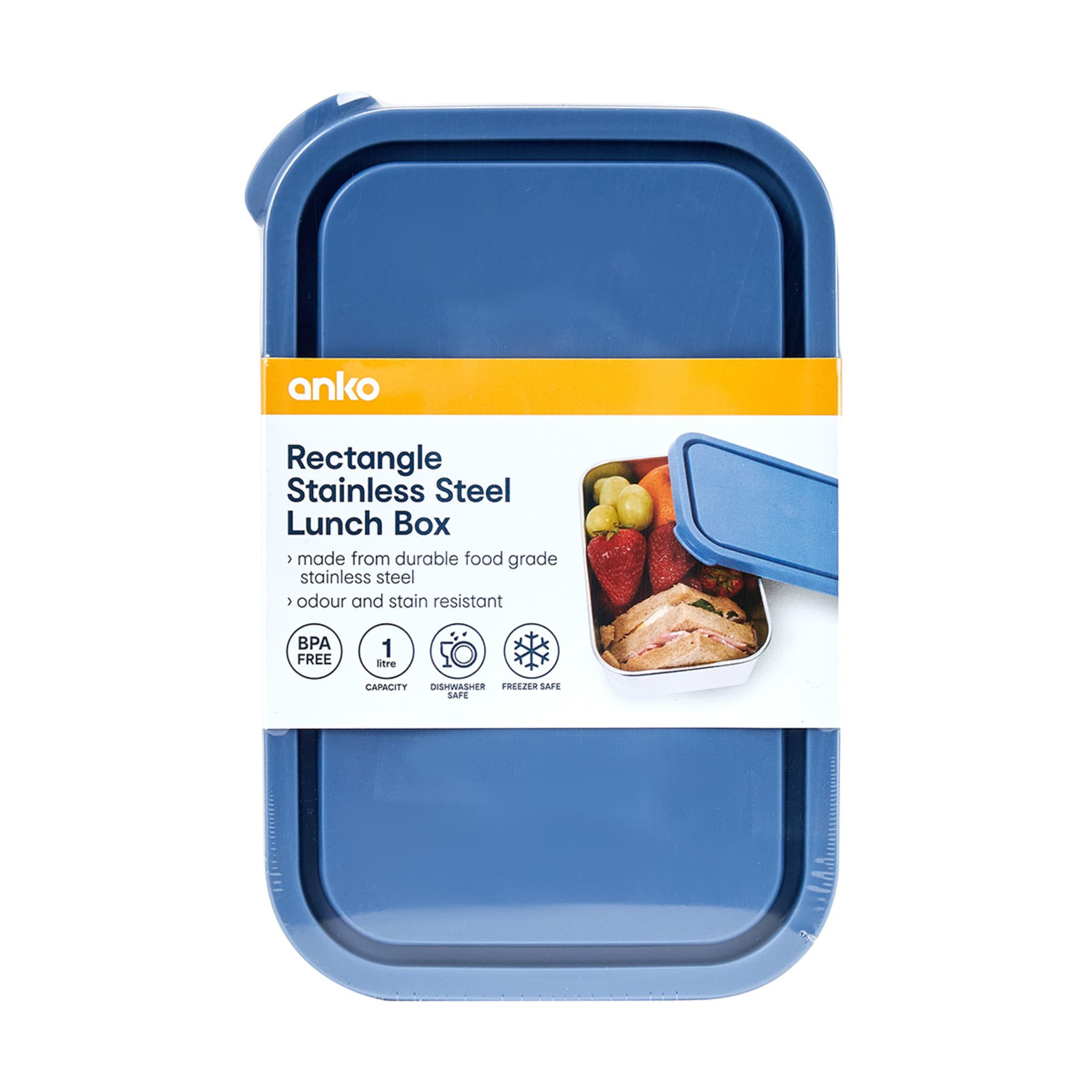 1L Rectangle Stainless Steel Lunch Box Kmart