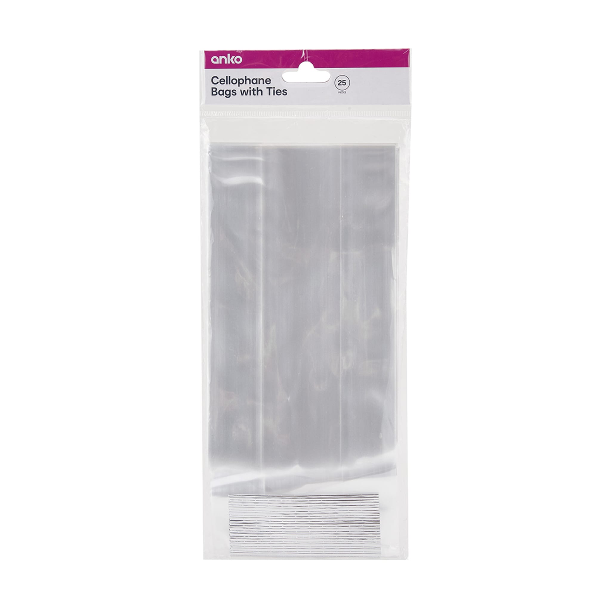 25 Pack Cellophane Bags with Ties Kmart