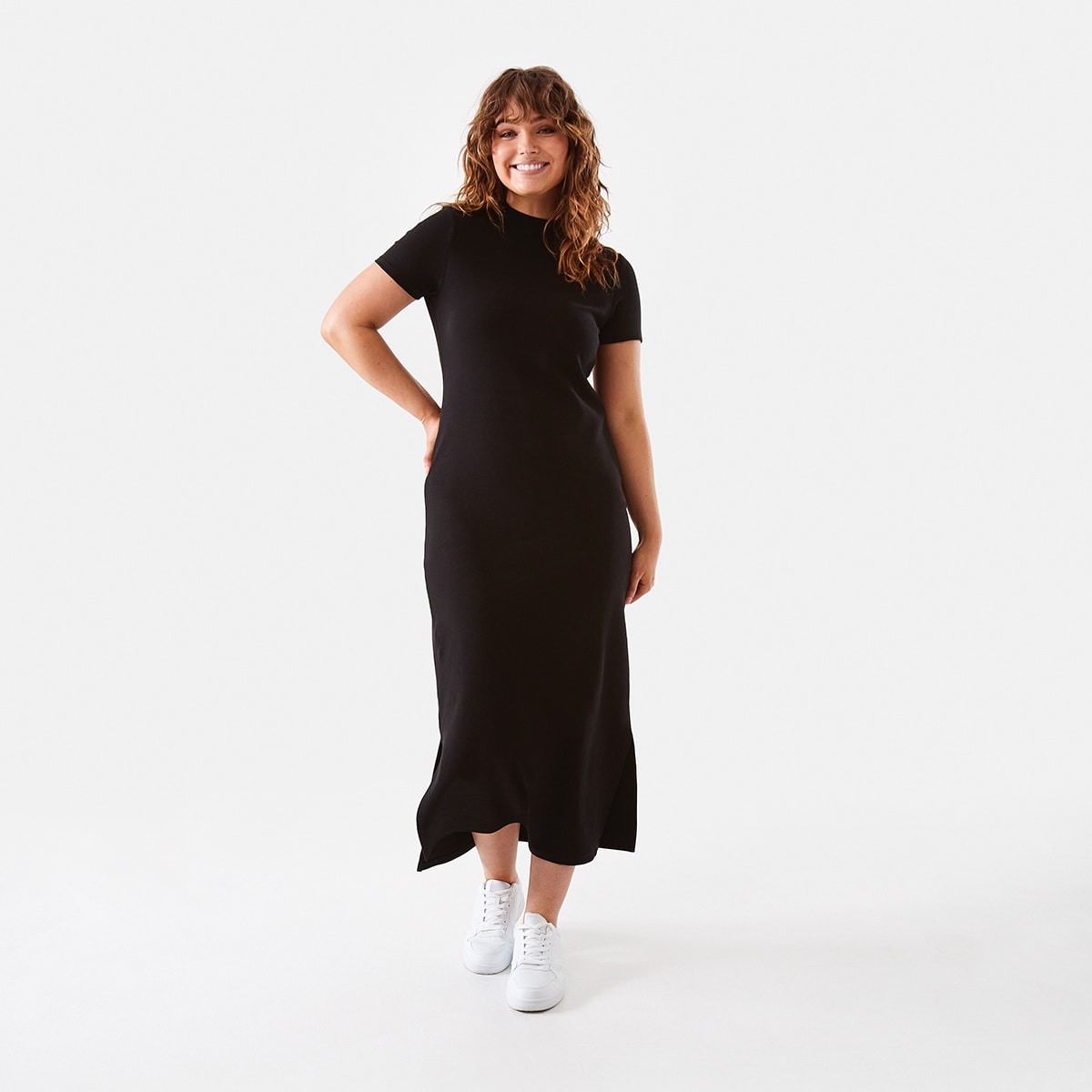 Short Sleeve High Neck Midi Dress Kmart NZ