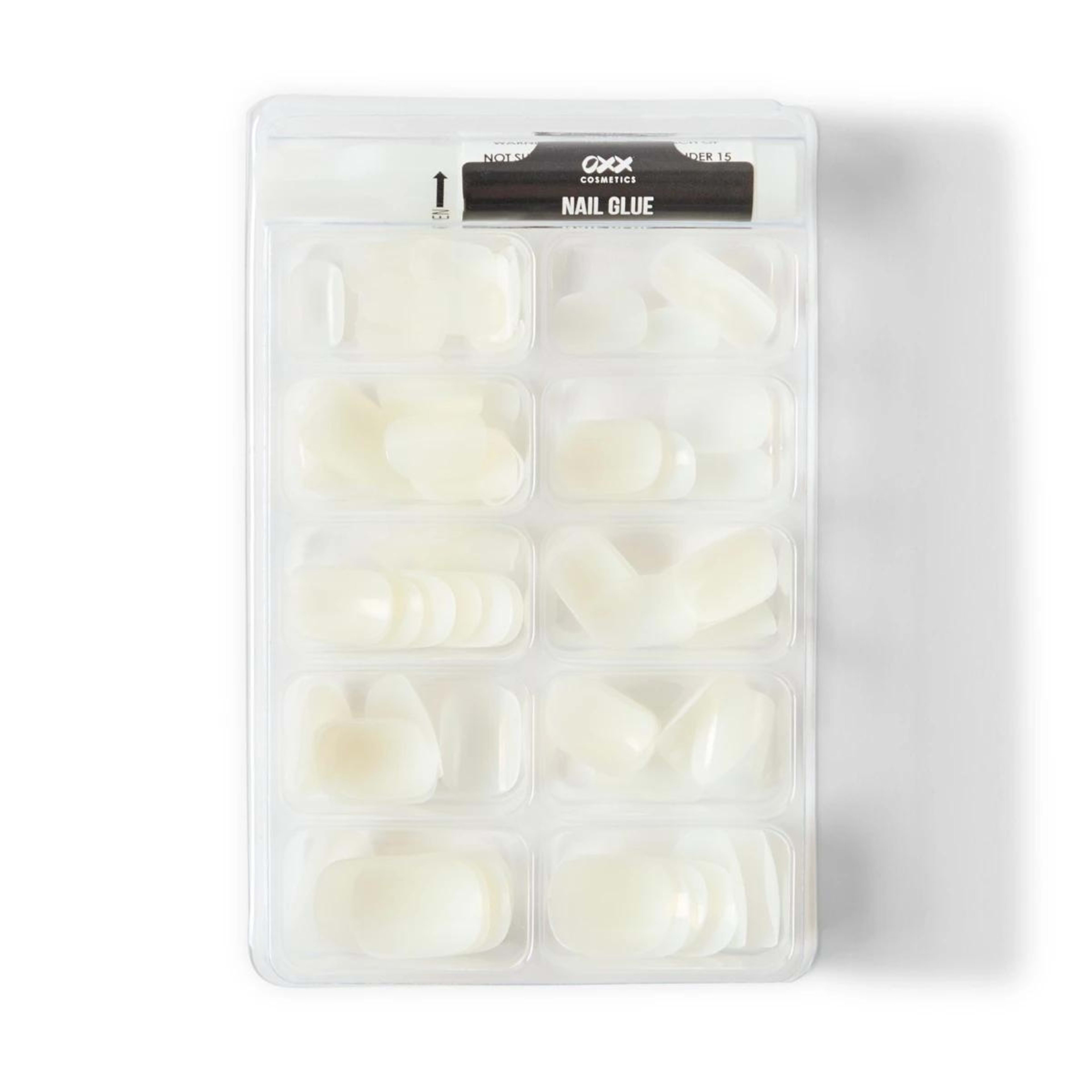 4 OXX Cosmetics 100 Pack Artificial Nails with Adhesive - Short Square Shape, Clear, 4 of 5