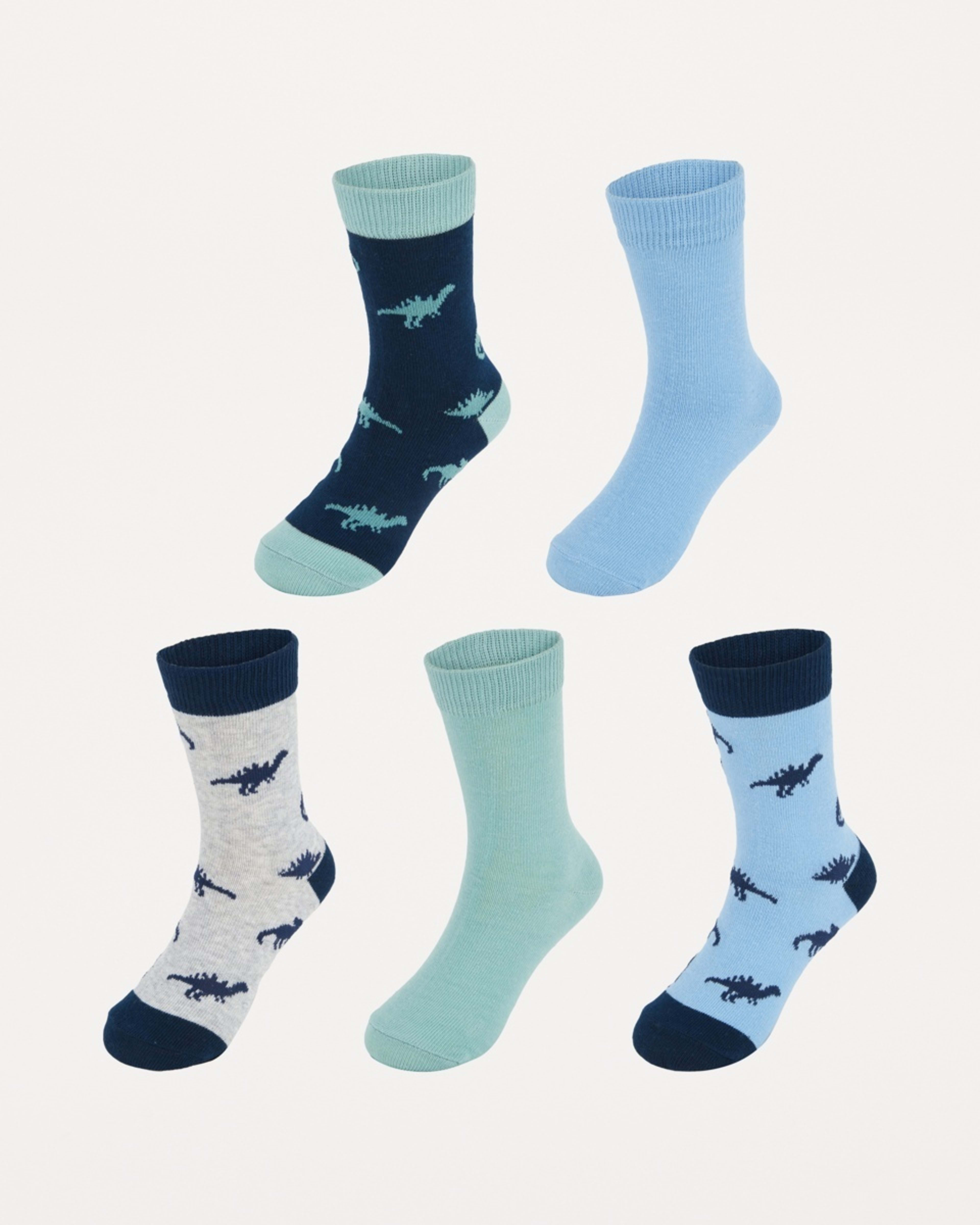 1 5 Pack Crew Socks Multi Dino, 1 of 3