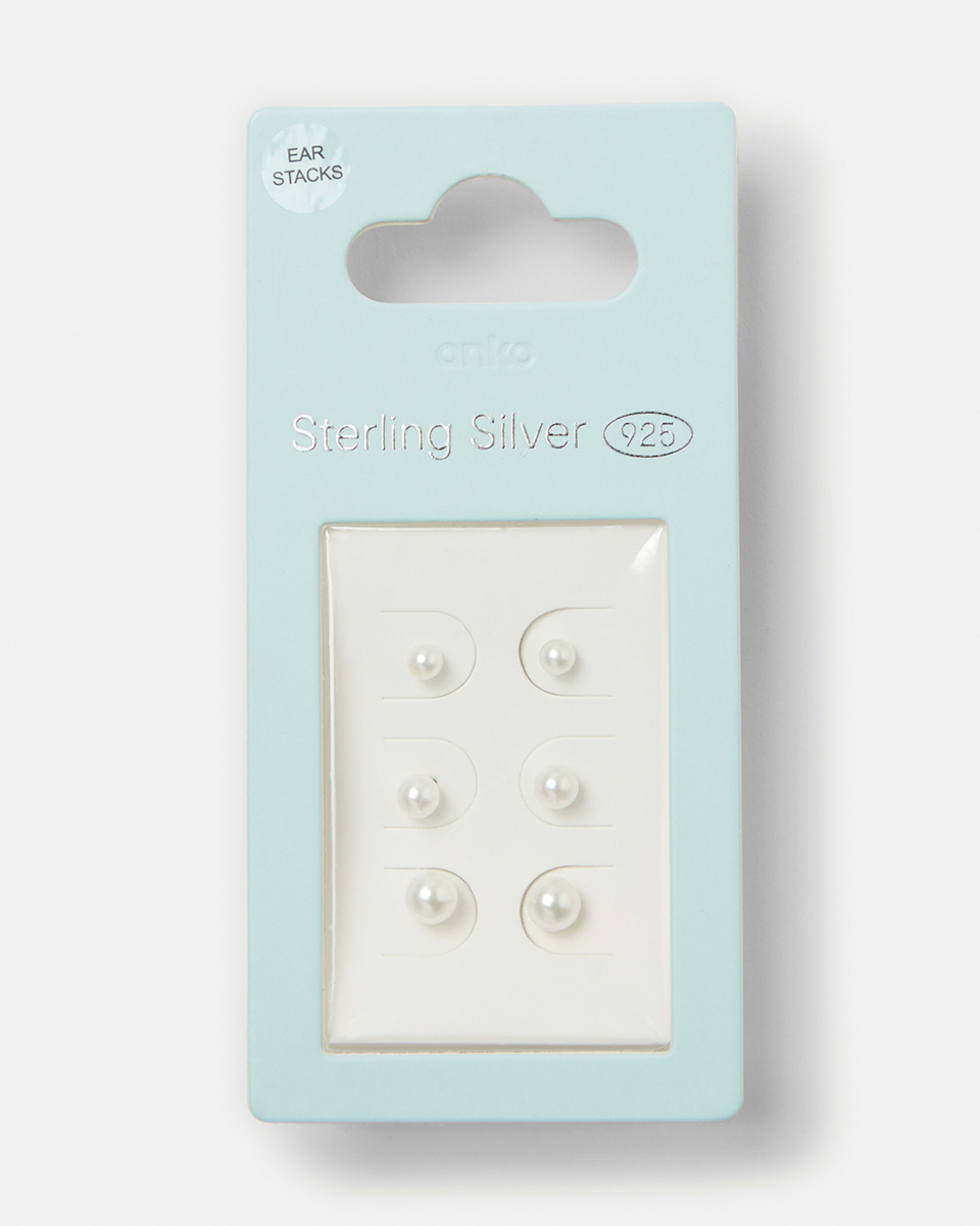 5 3 Pack Sterling Silver Faux Pearl Earrings Silver, 5 of 5