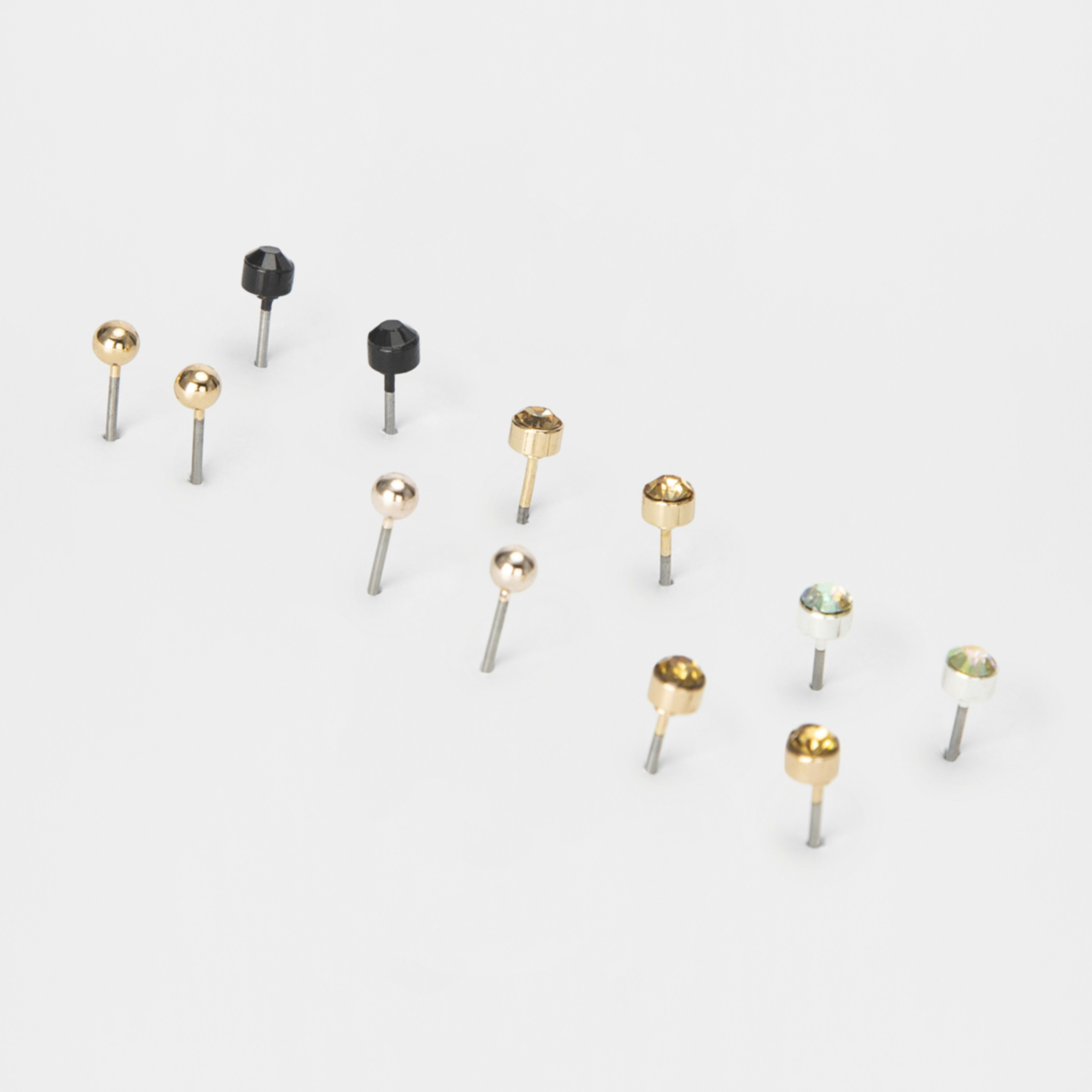 2 6 Pack Small Crystal Stud Earrings - Neutral, 2 of 4